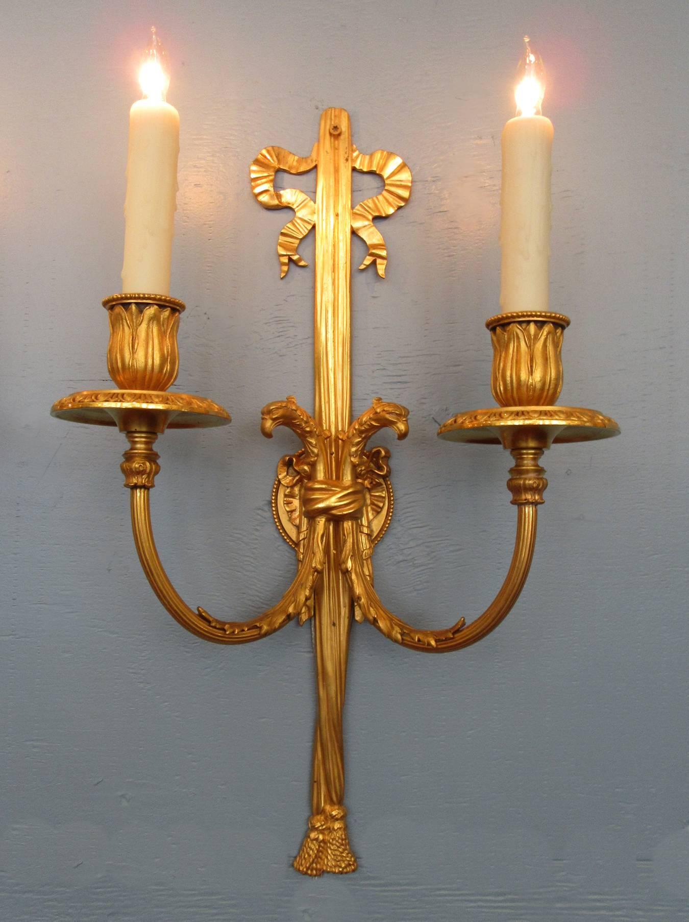 Gilt Early 20th Century, New York Regence Style Bronze Dore Sconces by Caldwell & Co