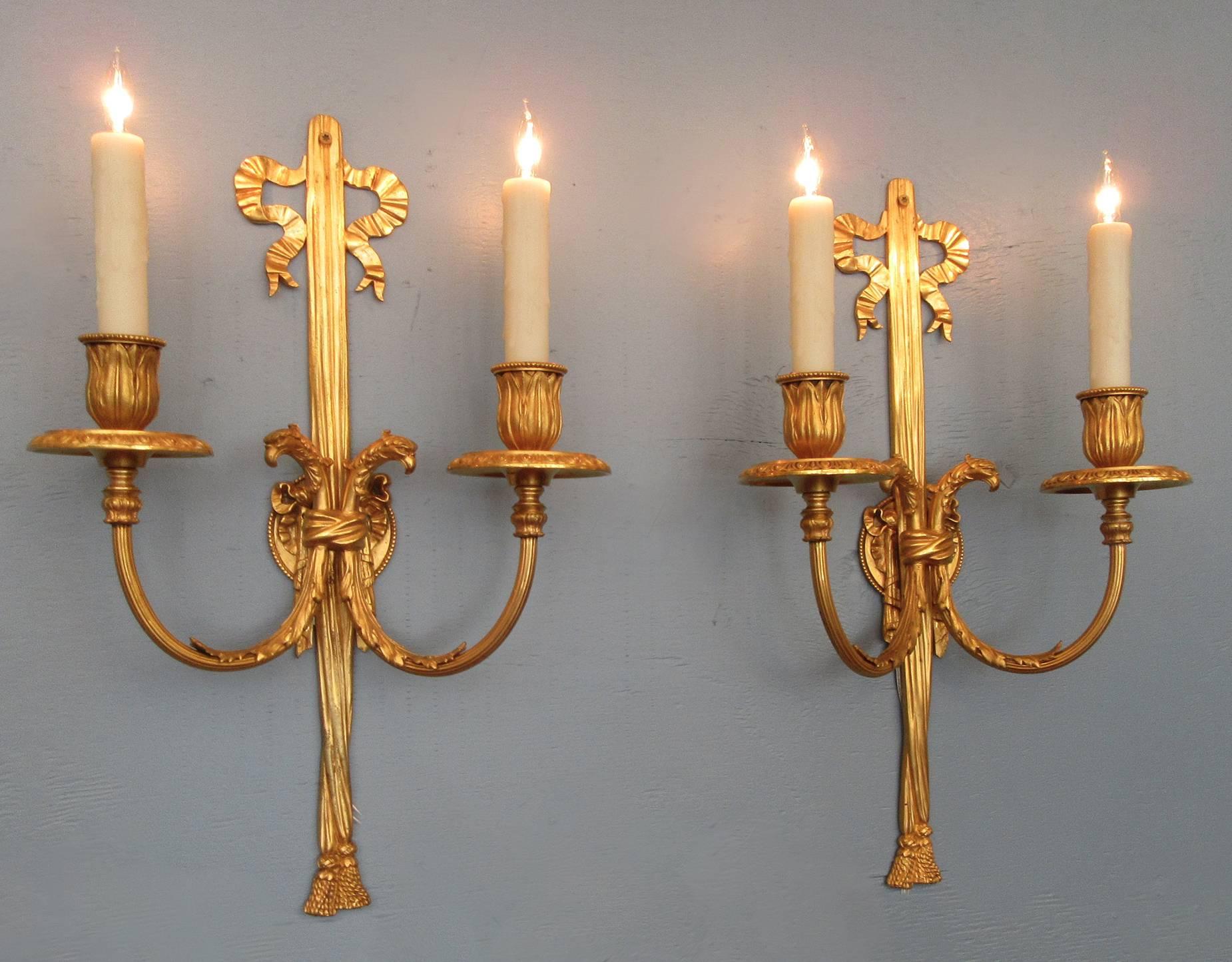 Early 20th Century, New York Regence Style Bronze Dore Sconces by Caldwell & Co 2