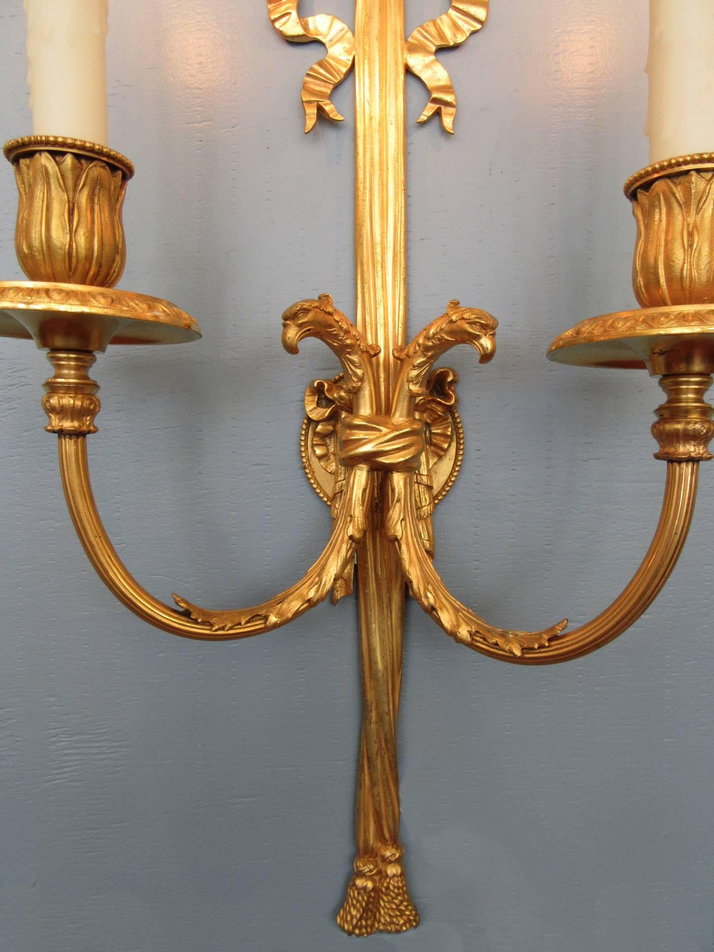 Early 20th Century, New York Regence Style Bronze Dore Sconces by Caldwell & Co In Good Condition In Charleston, SC