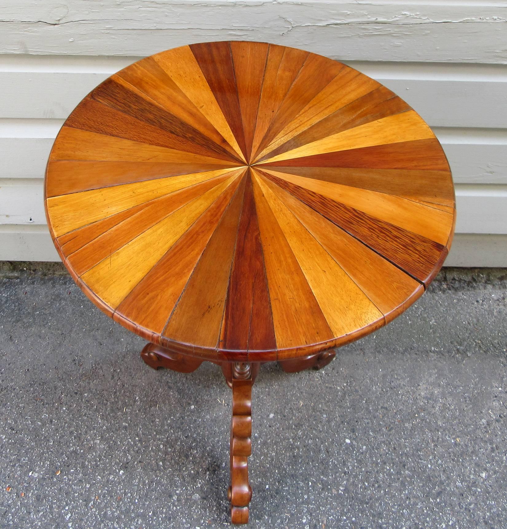 British Colonial 19th Century Tobagonian Specimen Wood Tripod Table Made for 1885 Exhibit For Sale