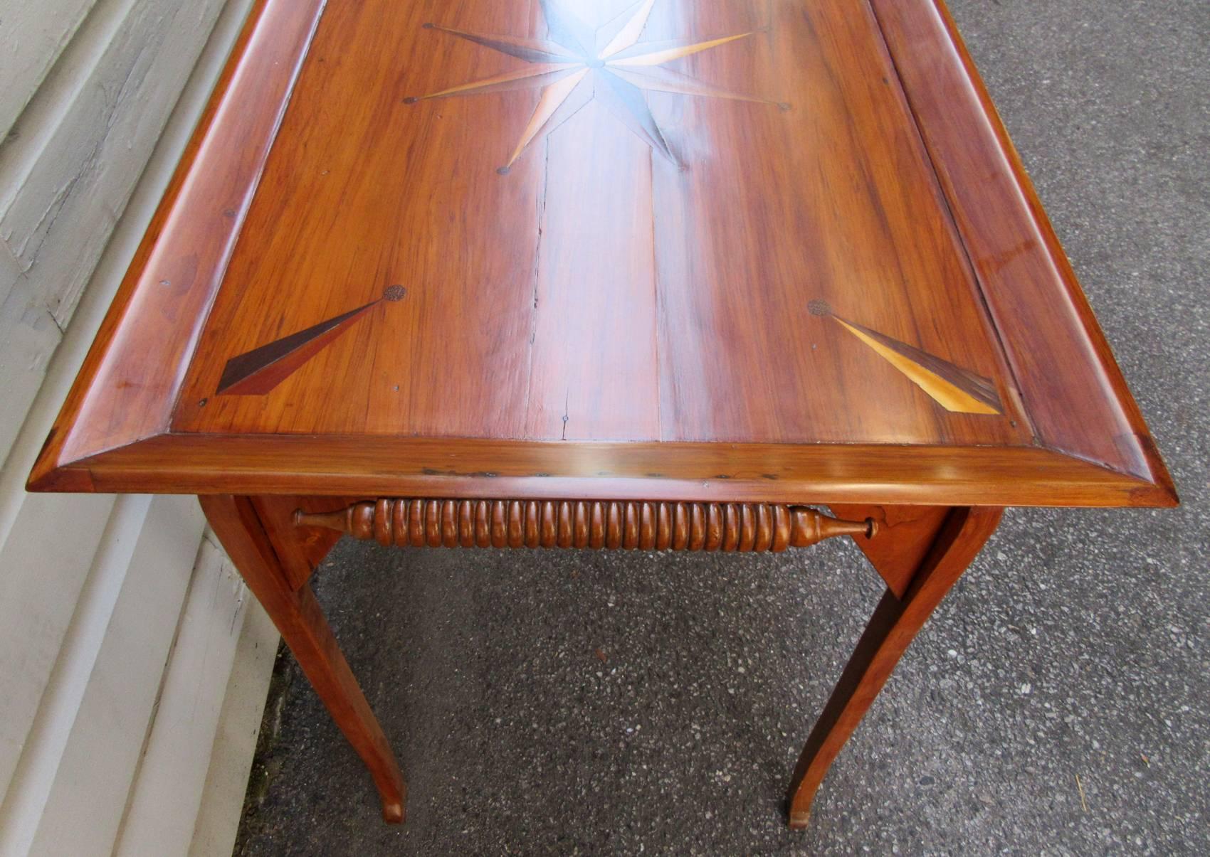 19th Century Jamaican Regency Yucca Tray Table with Exotic Specimen Compass For Sale 1