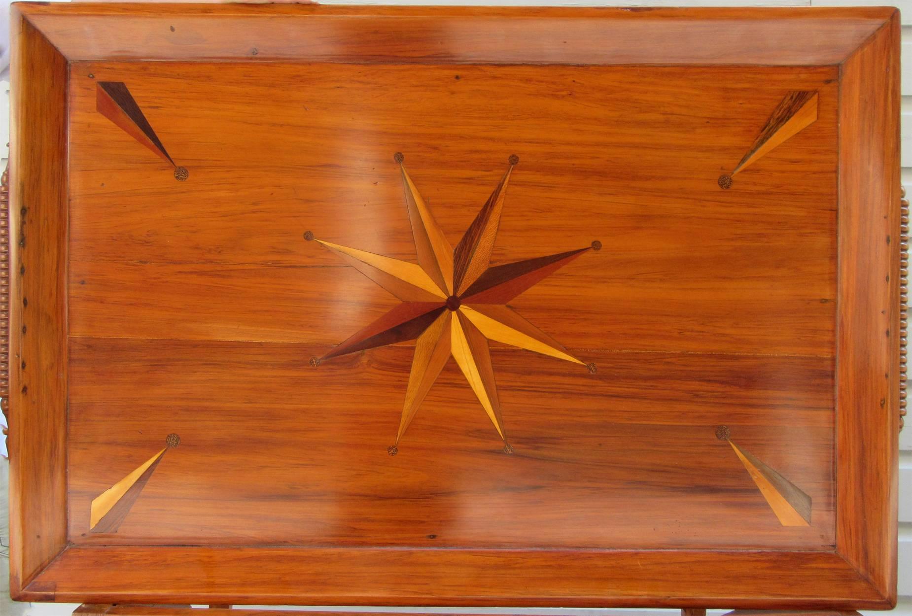 19th Century Jamaican Regency Yucca Tray Table with Exotic Specimen Compass In Good Condition For Sale In Charleston, SC