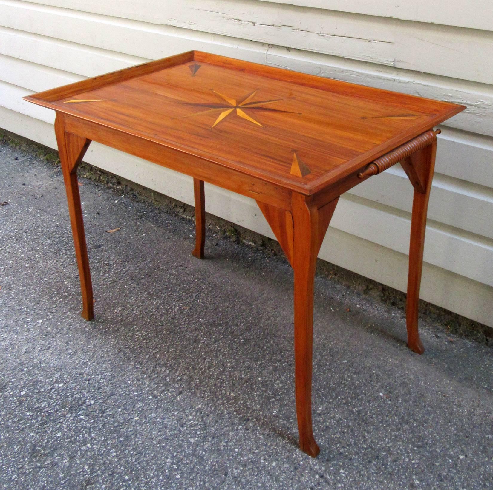 19th Century Jamaican Regency Yucca Tray Table with Exotic Specimen Compass For Sale 5