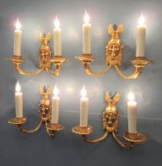 19th Century French Bronze Dore Athena with Owl Sconces