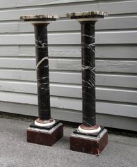 Pair of 19th Century French Empire Marble Column Pedestals