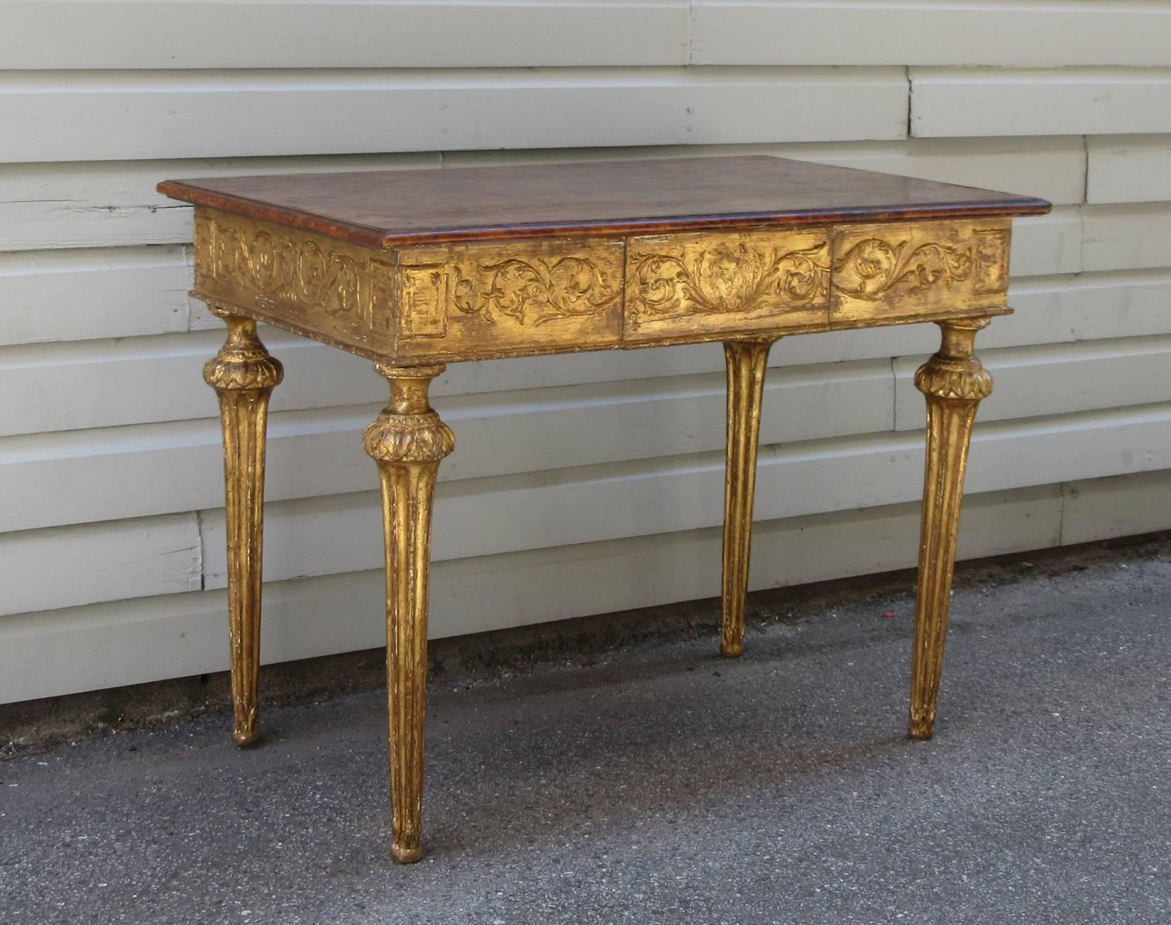 18th Century Italian Baroque Faux Marble and Giltwood Table 3