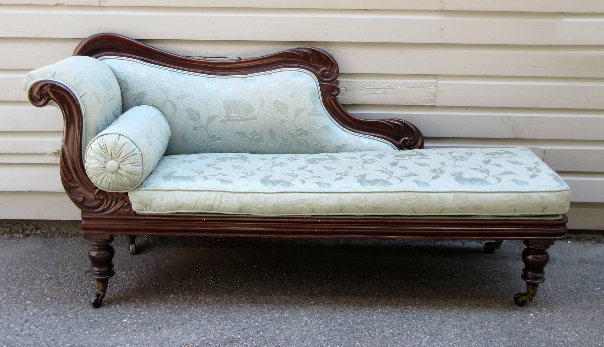 19th Century West Indies Jamaican Regency Mahogany Upholstered Recamier In Good Condition In Charleston, SC