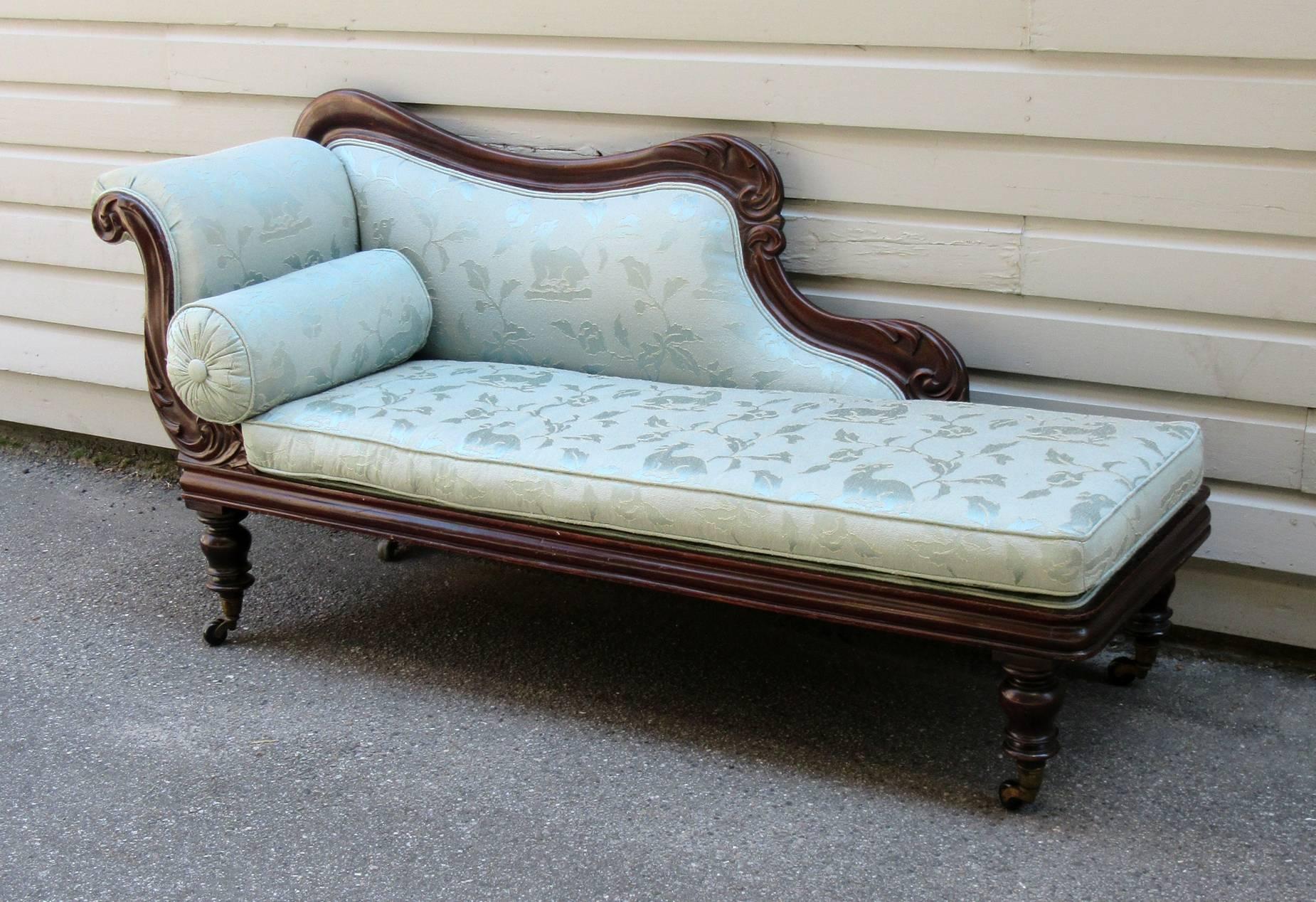 Upholstery 19th Century West Indies Jamaican Regency Mahogany Upholstered Recamier For Sale