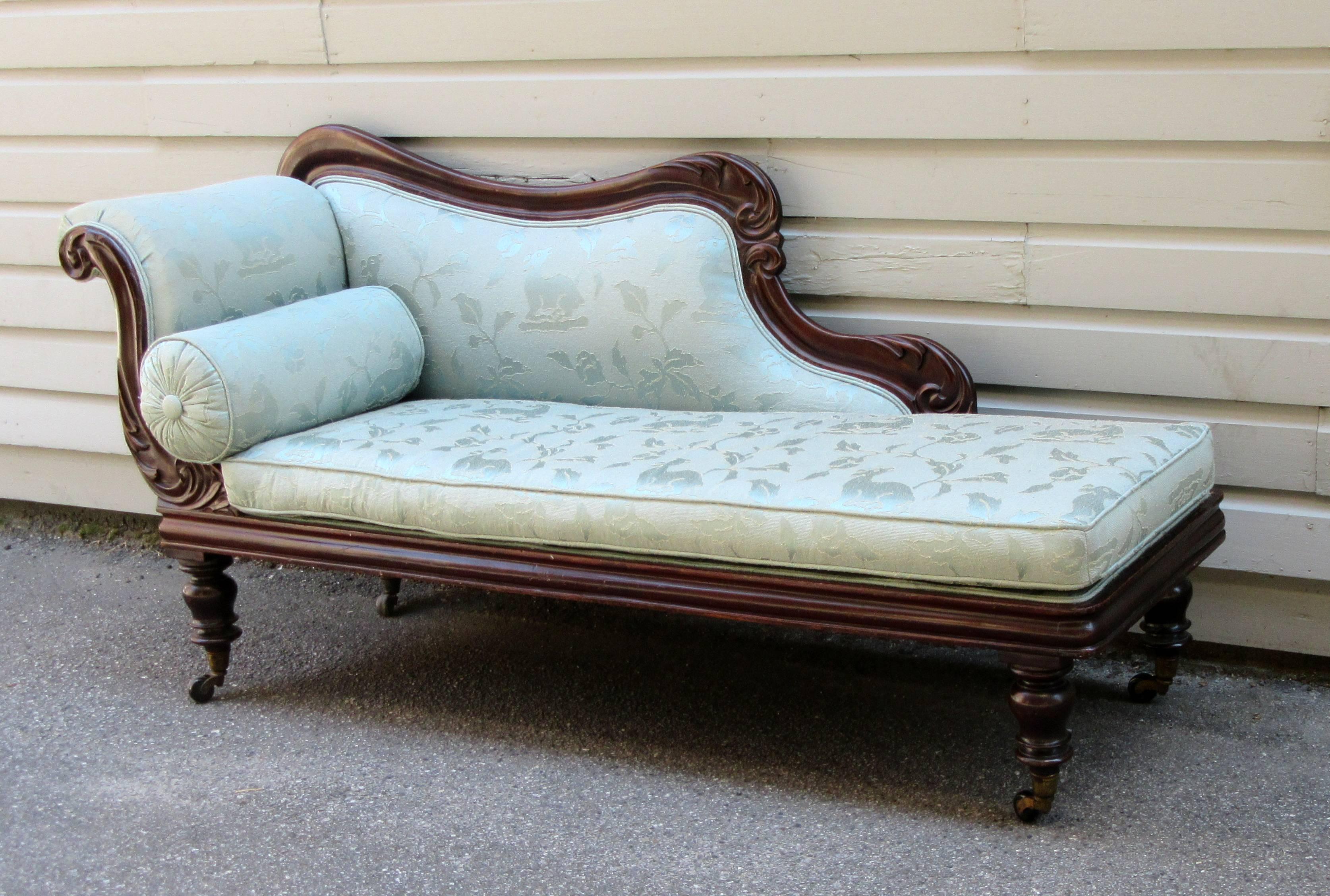 19th Century West Indies Jamaican Regency Mahogany Upholstered Recamier For Sale 1