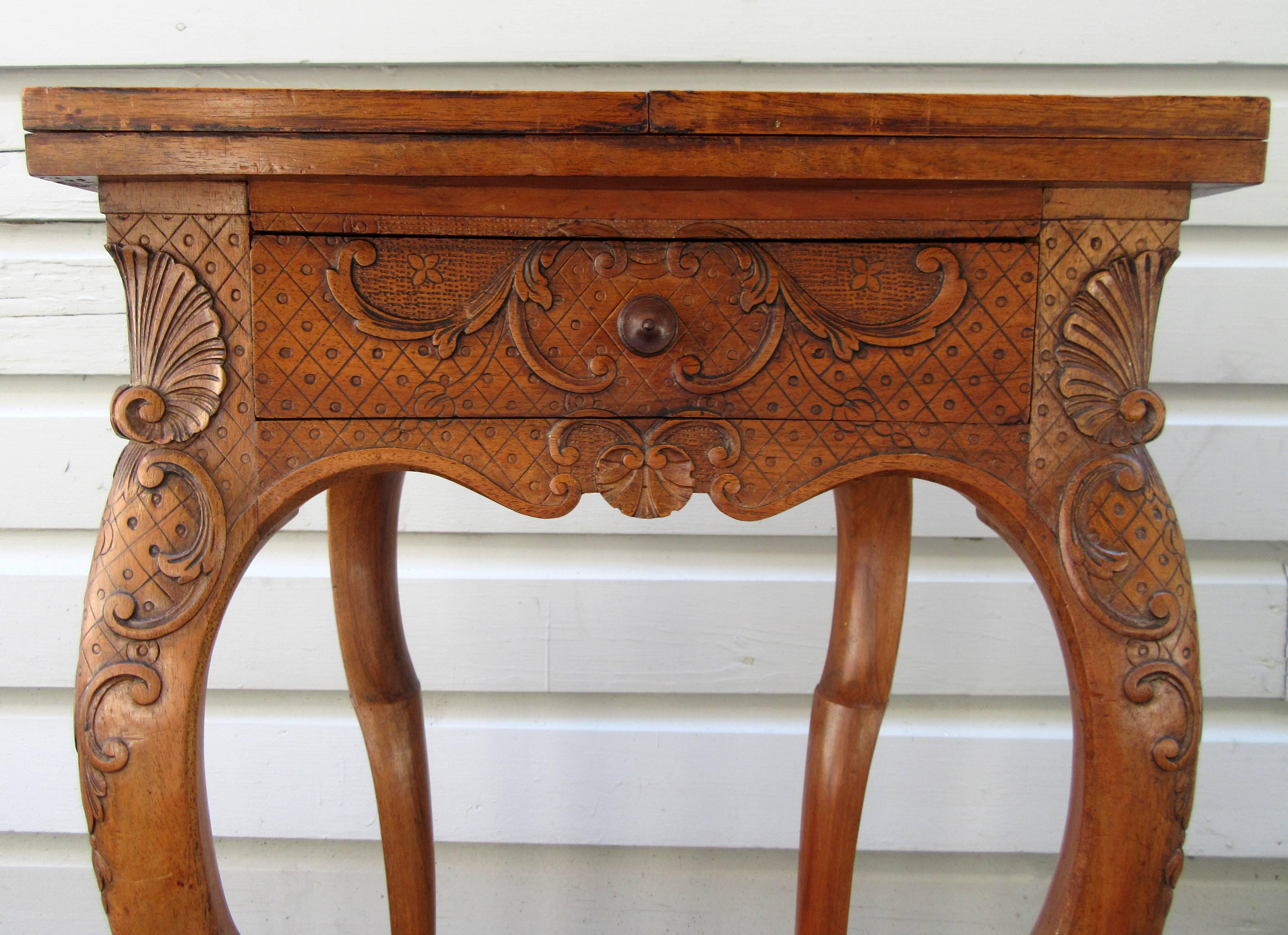 Bronze Mid-19th Century French Rococo Walnut Game or Work Table