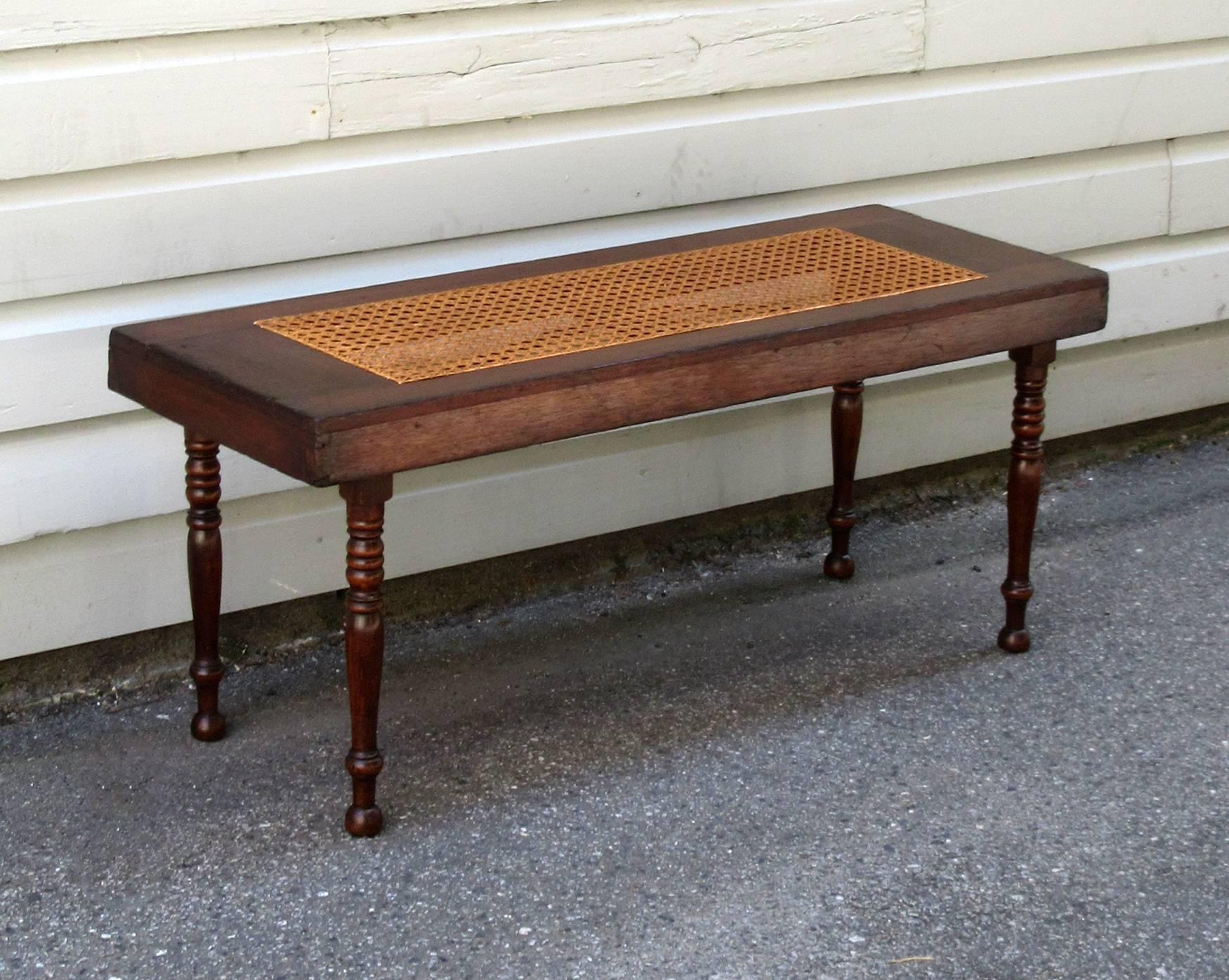 Early 19th Century West Indies Jamaican Campaign Mahogany and Cane Bench 3