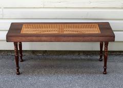 Early 19th Century West Indies Jamaican Campaign Mahogany and Cane Bench