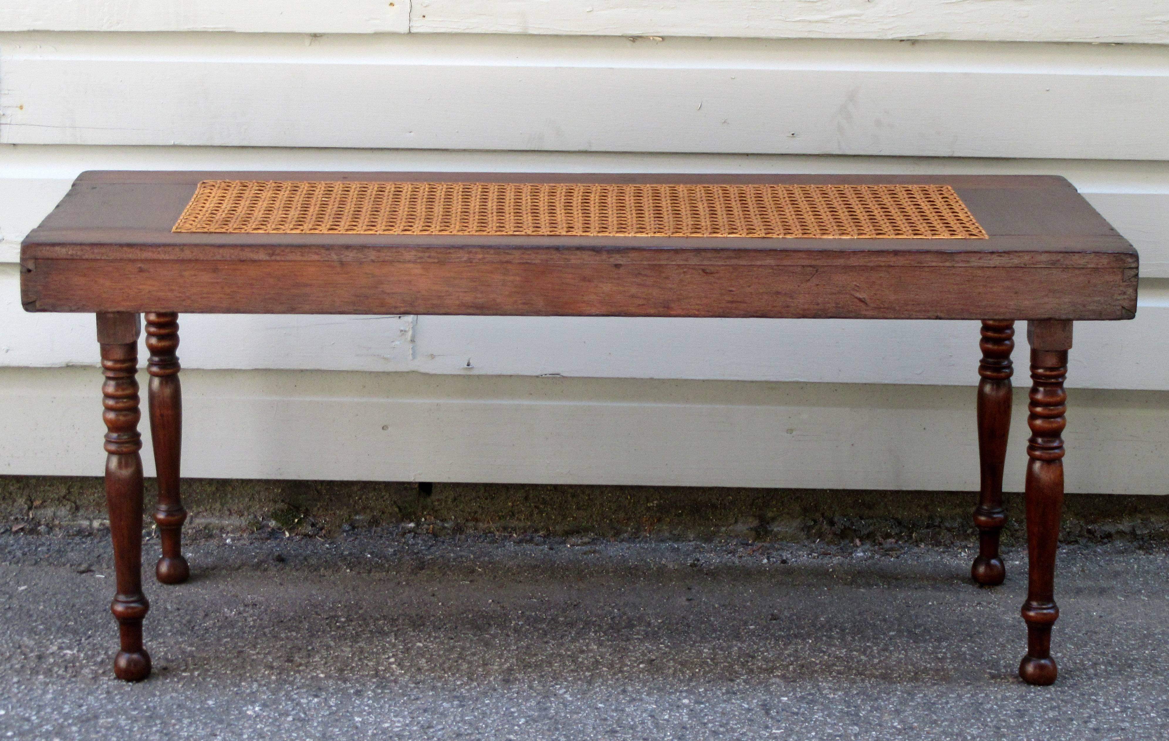 Early 19th Century West Indies Jamaican Campaign Mahogany and Cane Bench 4