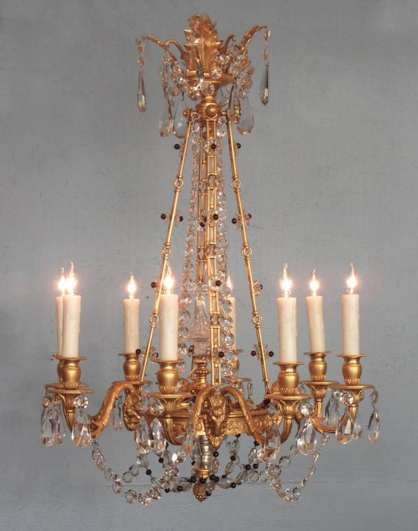 Early 20th Century French Louis XIV Bronze Dore Crystal and Amethyst