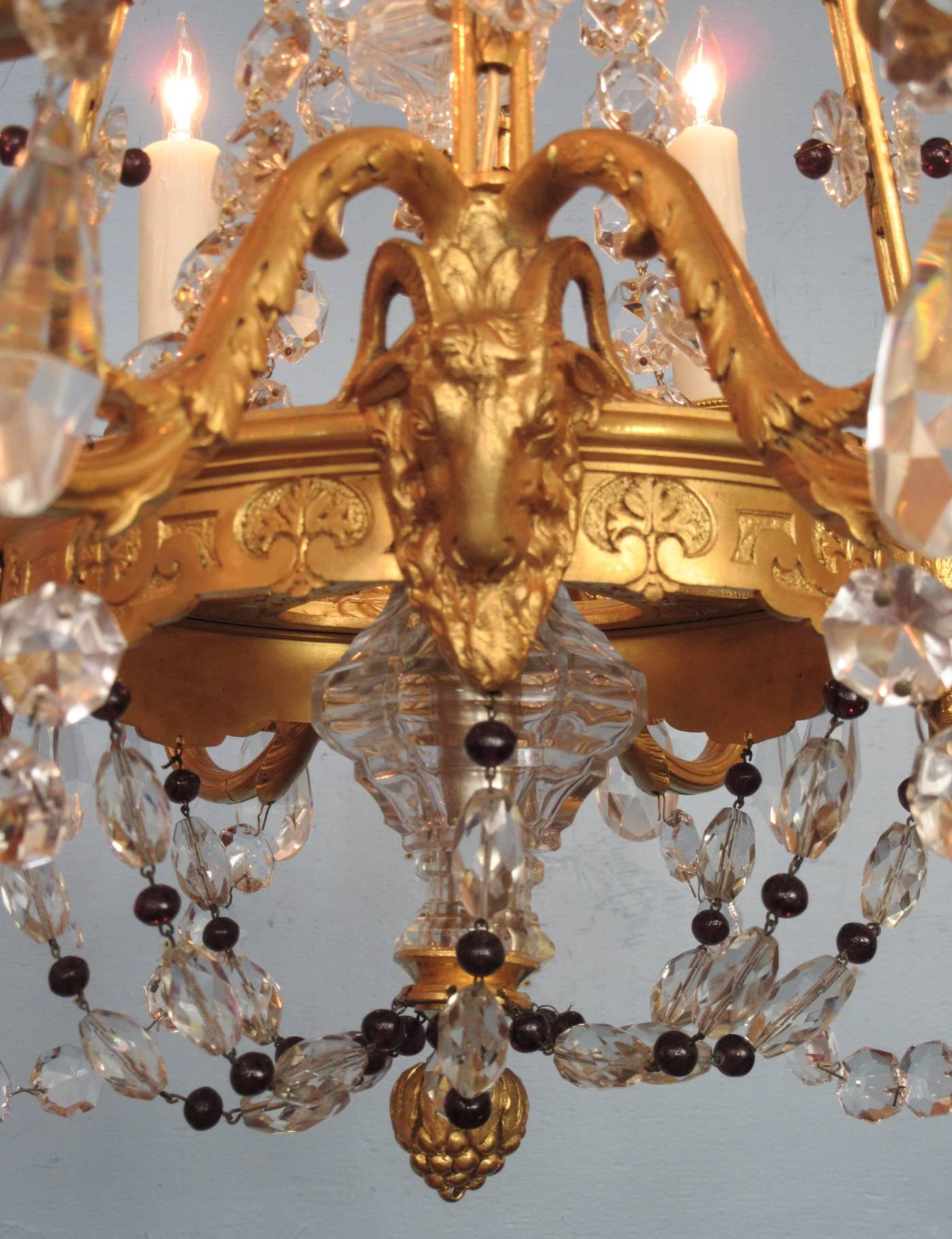 Early 20th Century French Louis XIV Bronze Dore Crystal and Amethyst Chandelier 2