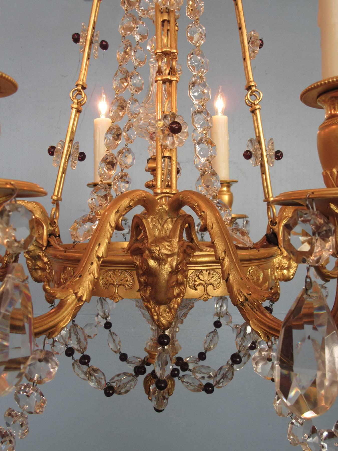 Early 20th Century French Louis XIV Bronze Dore Crystal and Amethyst Chandelier 1