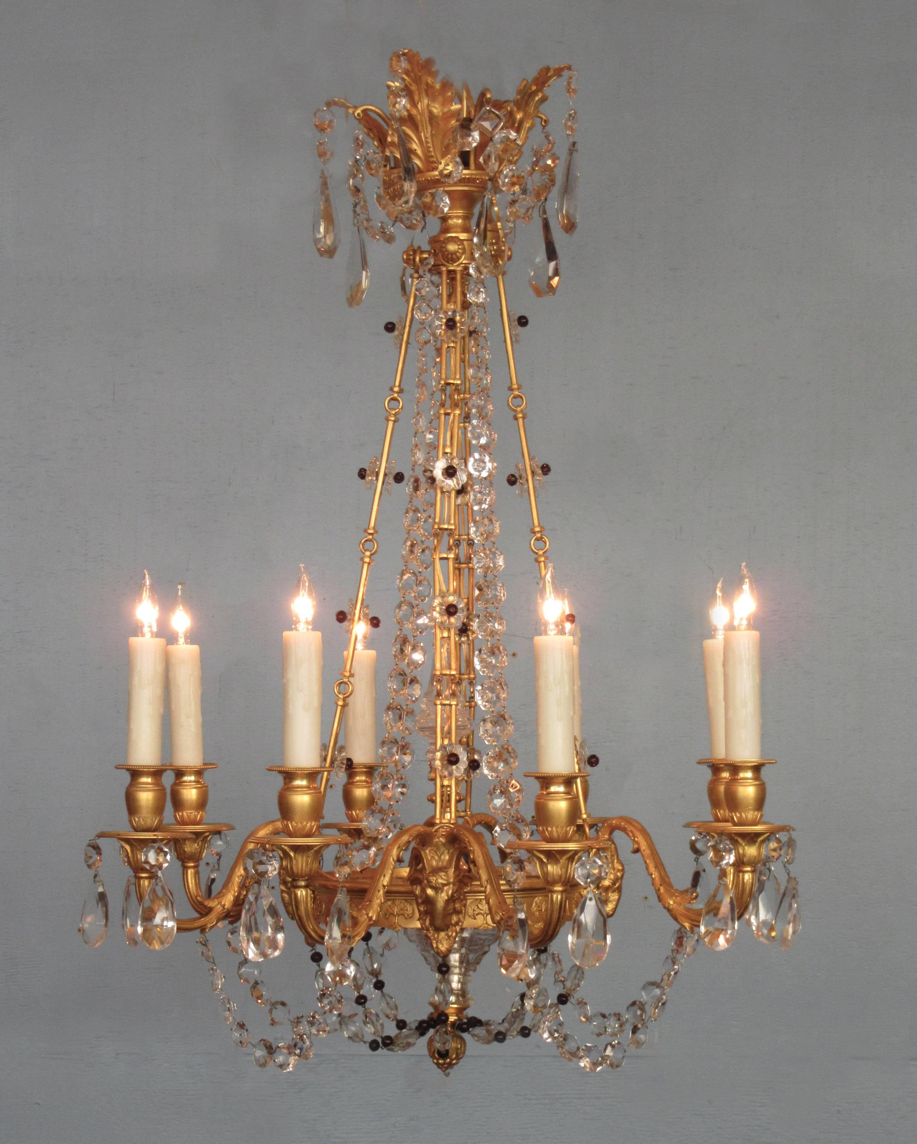 Early 20th Century French Louis XIV Bronze Dore Crystal and Amethyst Chandelier 3