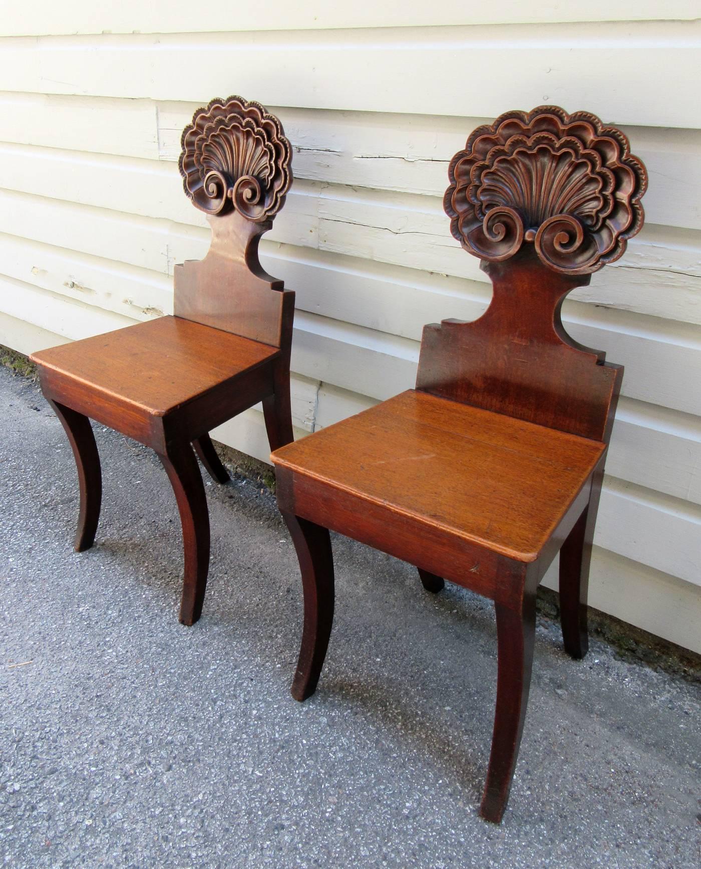 Early 19th Century English William IV Mahogany Hall Chairs Attributed to Gillows 5