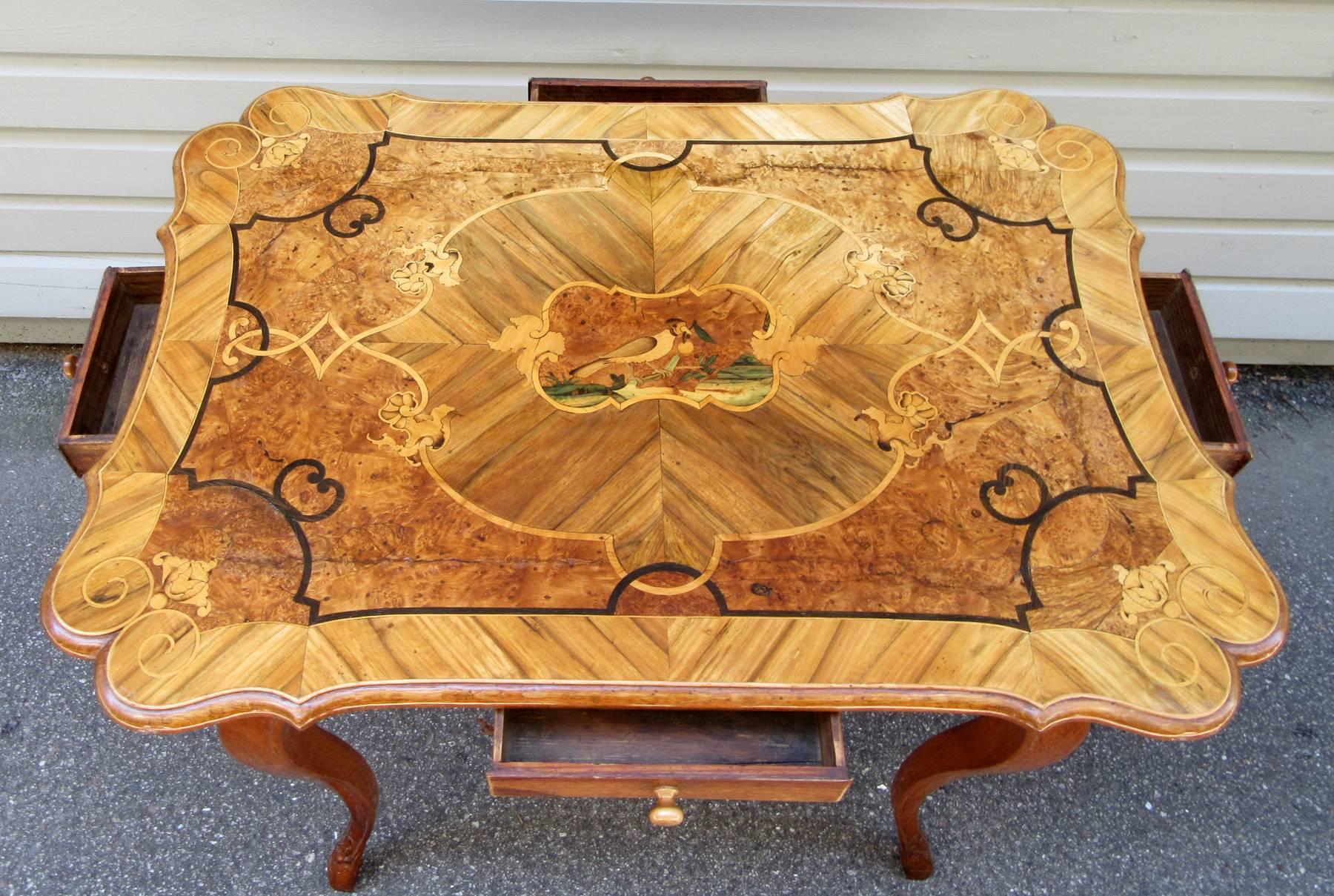 Rosewood Late 18th Century, French Provincial Marquetry Table with Perfumery Label