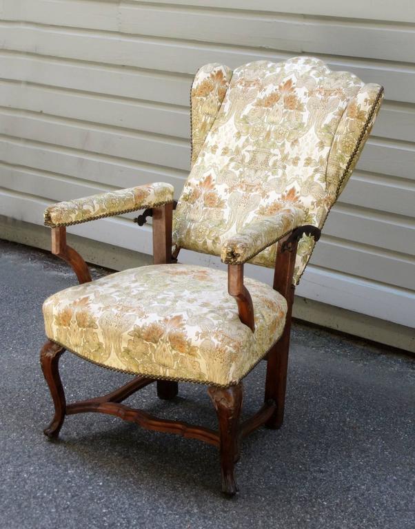 18th Century French Provincial Wingback Upholstered Reclining Chair For