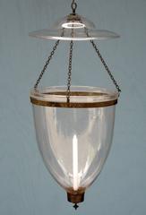 Large Early 19th Century English Regency Glass Bell Jar Lantern with Smoke Bell
