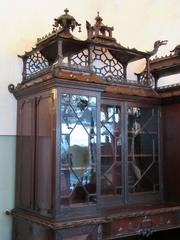 Monumental 19th Century English Chinese Chippendale Mahogany China Bookcase