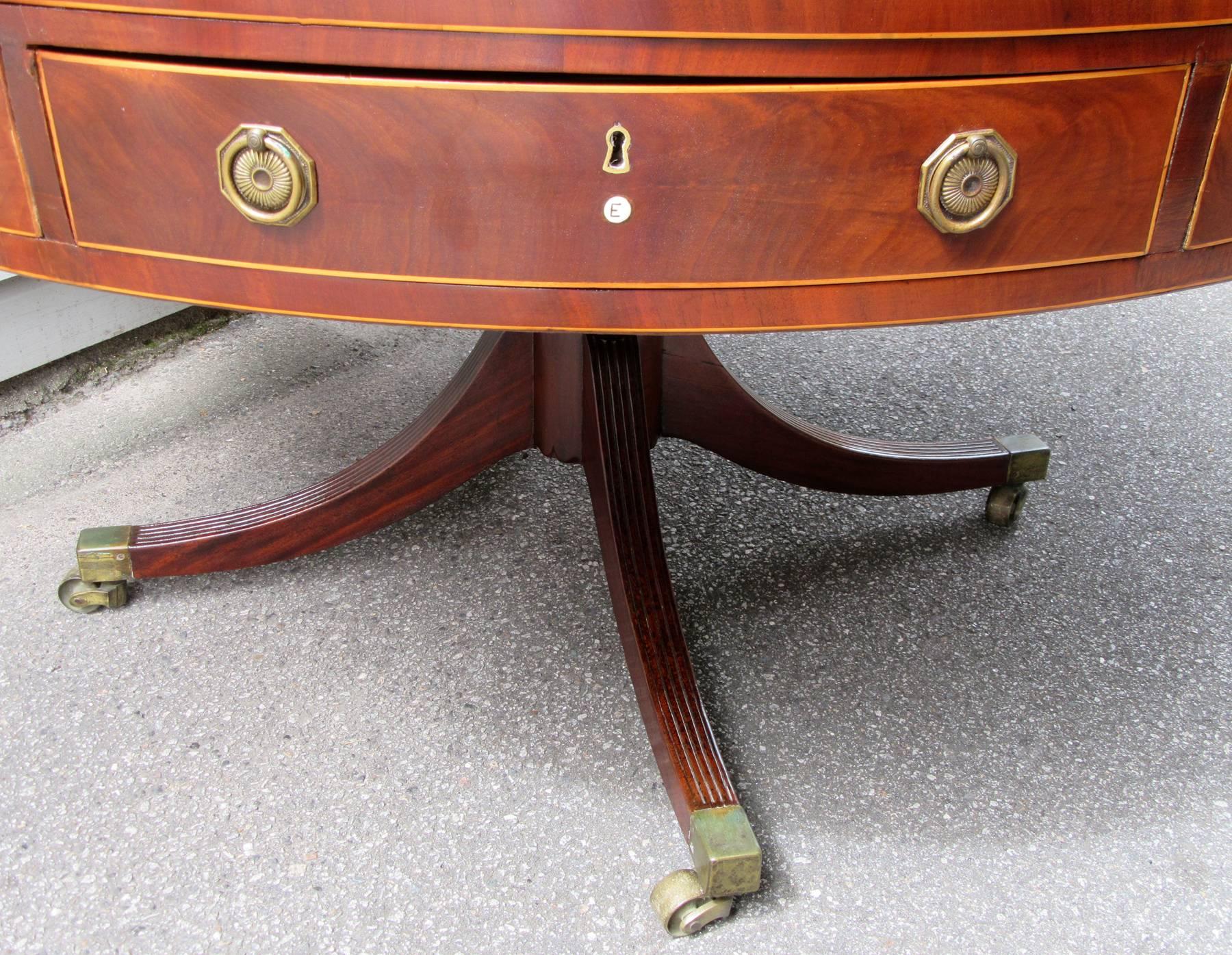 Early 19th Century English Regency Mahogany Rent Table with Embossed Leather Top 5