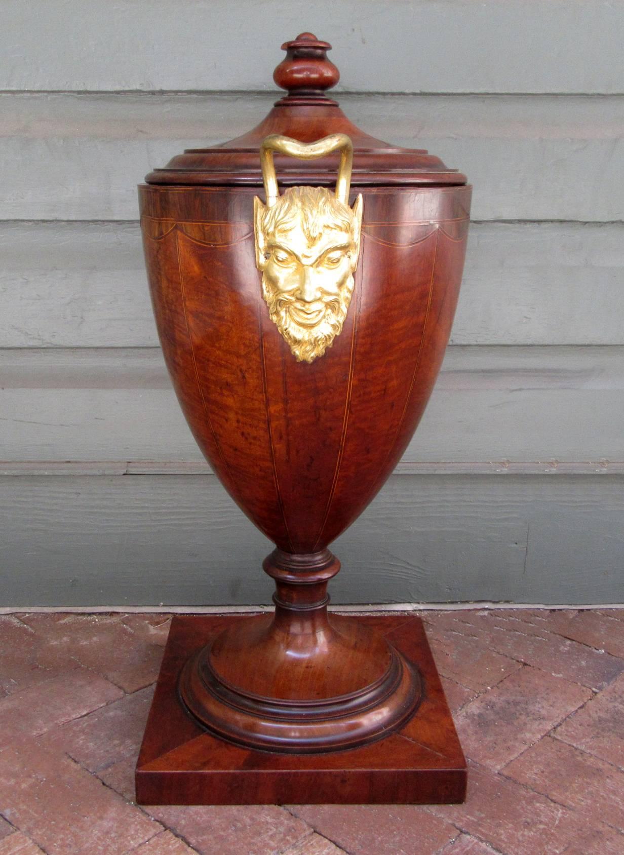 Late 18th Century English George III Mahogany and Bronze Doré Urn or Wine Cooler In Excellent Condition In Charleston, SC