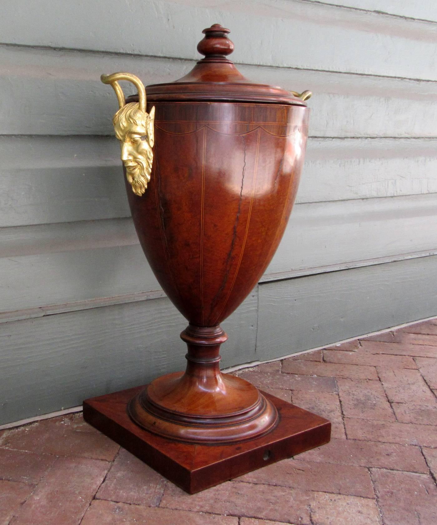 Late 18th Century English George III Mahogany and Bronze Doré Urn or Wine Cooler 5