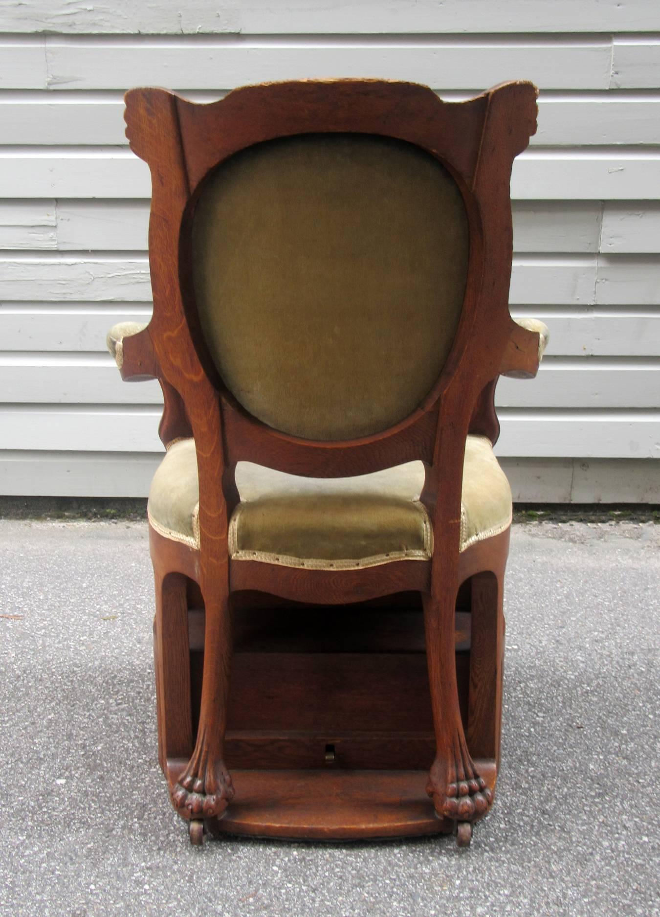 Gothic Mid-19th Century Boston Oak Metamorphic Library Step Chair by Maker a. Eliaers