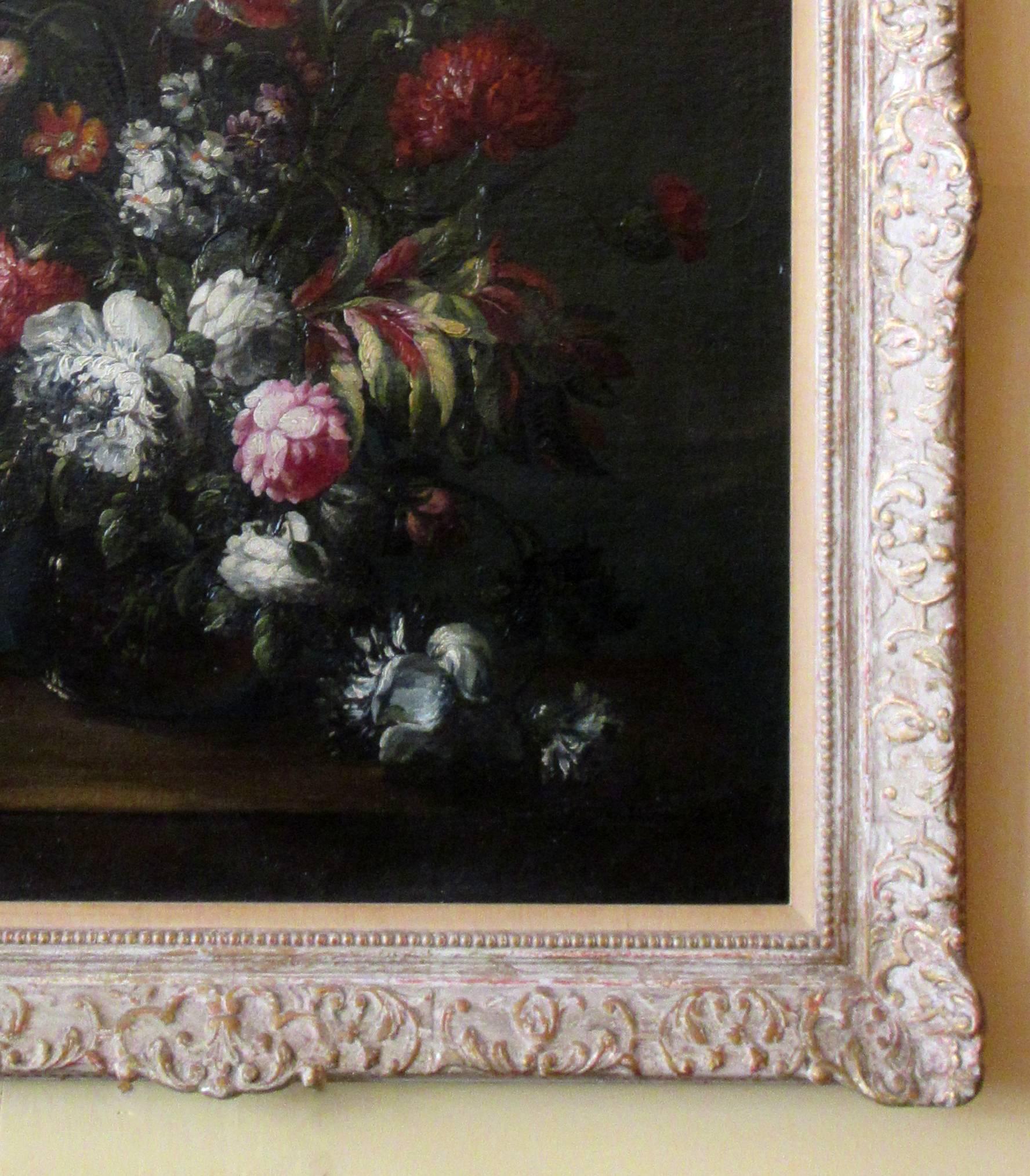 Canvas Large-Scale 18th Century Dutch Still Life Oil Painting with Giltwood Frame
