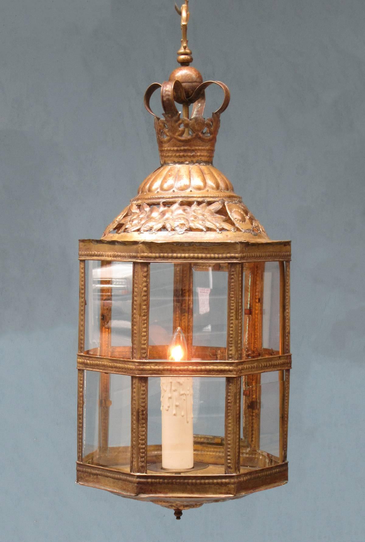Mid-19th Century Netherlands Dutch Colonial Brass and Glass Lantern 1
