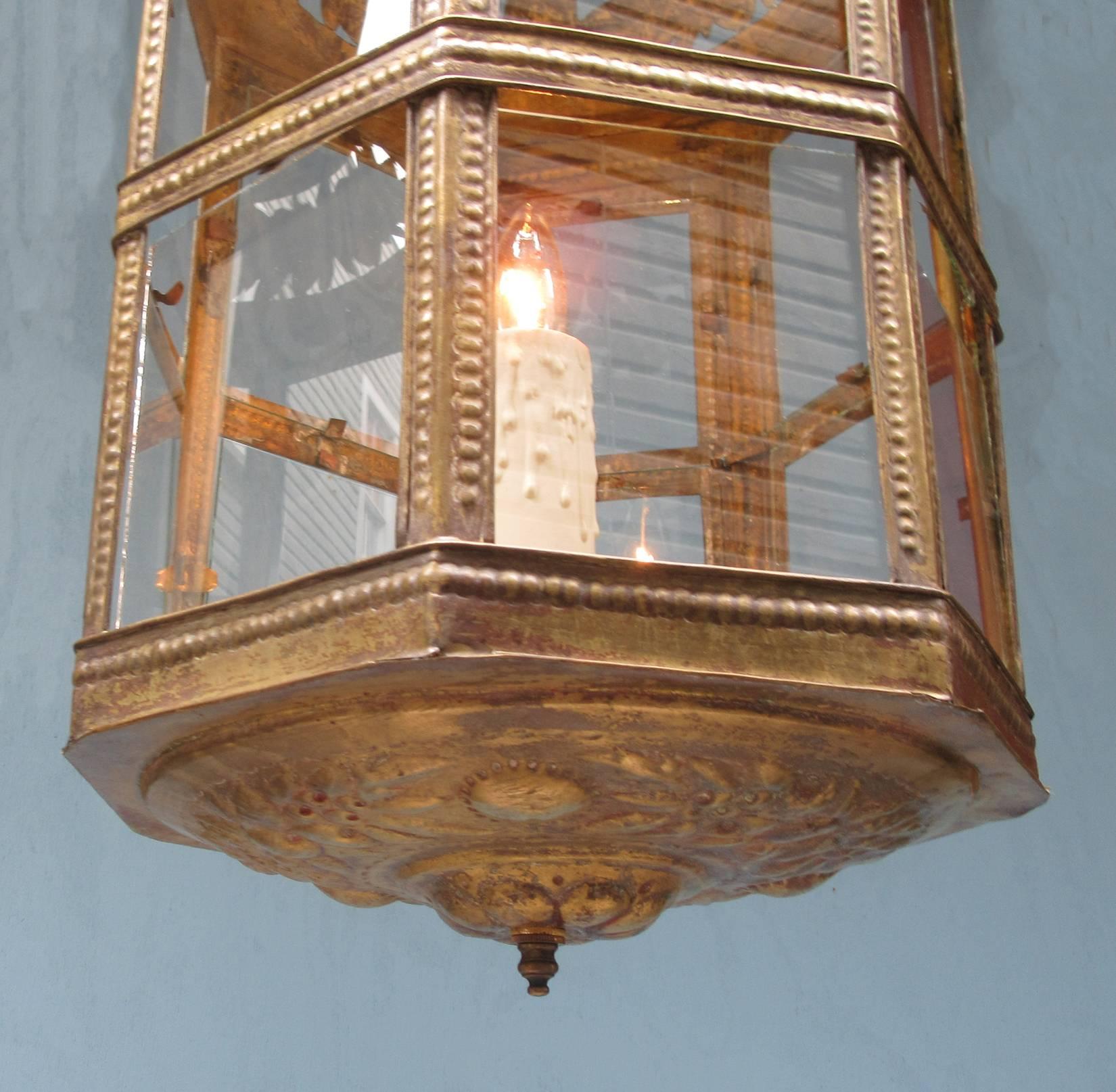 Mid-19th Century Netherlands Dutch Colonial Brass and Glass Lantern 2