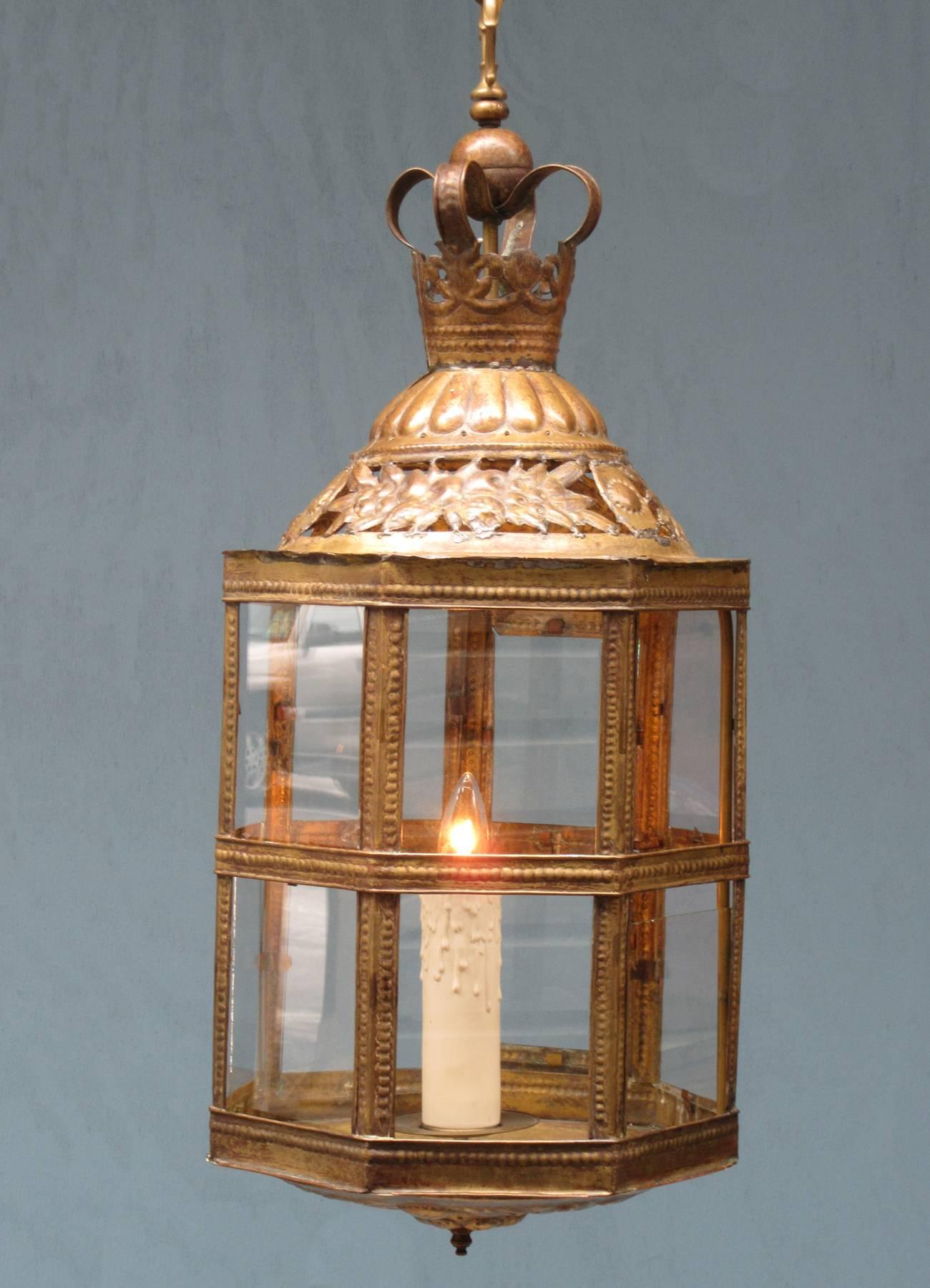 Mid-19th Century Netherlands Dutch Colonial Brass and Glass Lantern 5