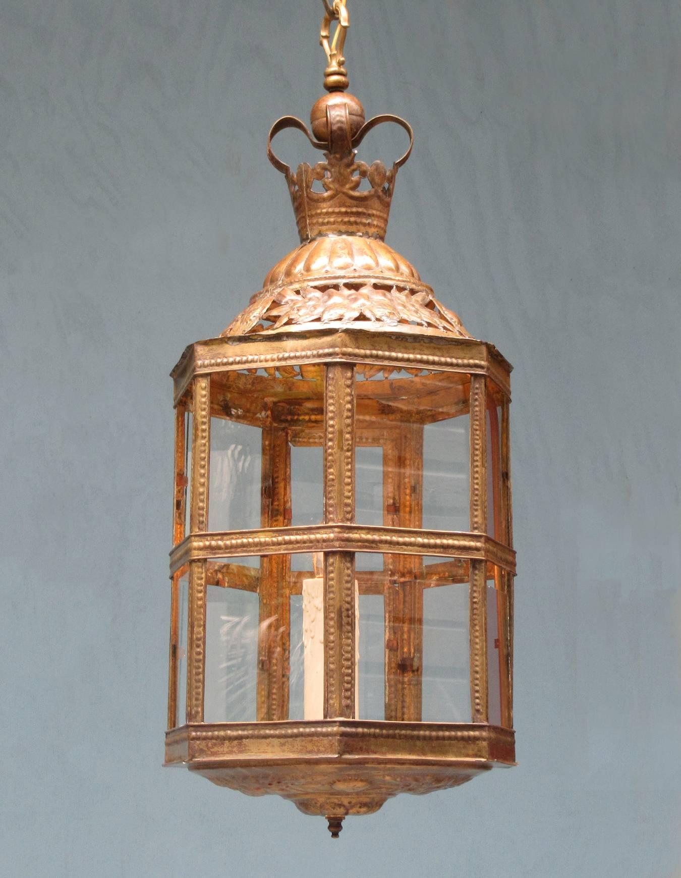 Mid-19th Century Netherlands Dutch Colonial Brass and Glass Lantern 4