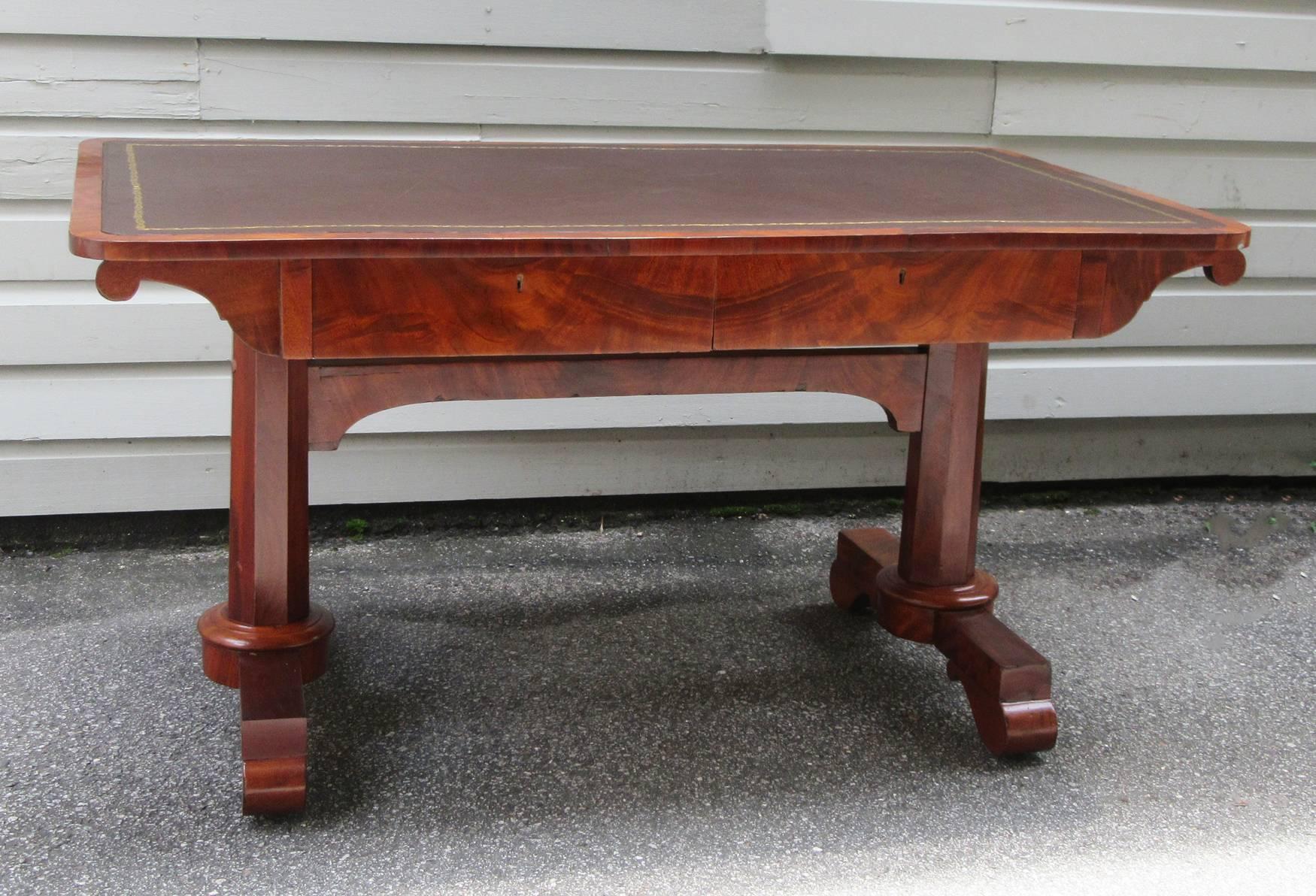 Early 19th Century English Regency Mahogany with Leather Top Desk or Sofa Table 1