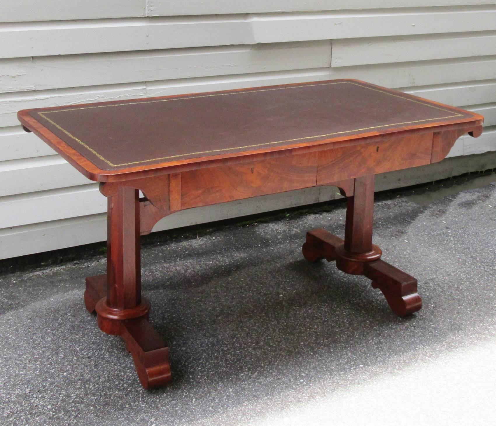 Early 19th Century English Regency Mahogany with Leather Top Desk or Sofa Table 2
