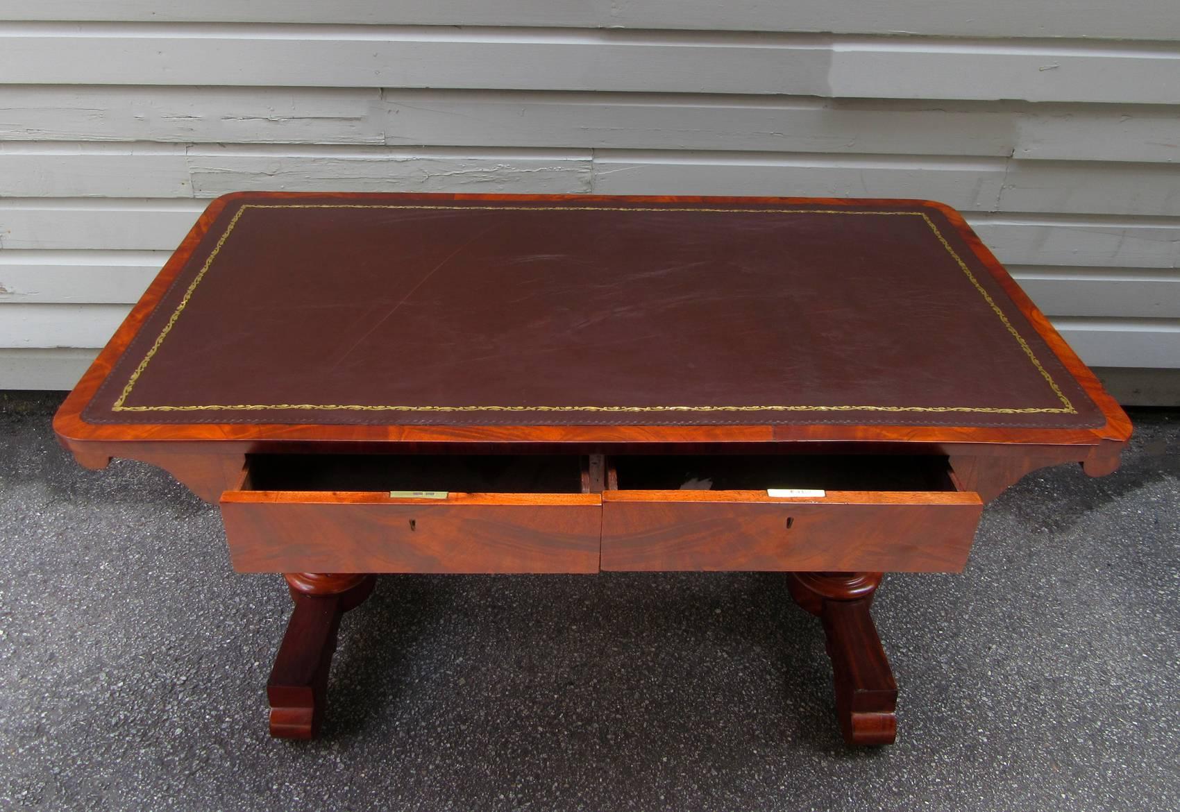 Early 19th Century English Regency Mahogany with Leather Top Desk or Sofa Table 4