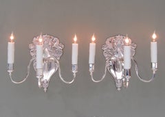 Pair of 20th Century English Sheffield Plate Royal Crown Sconces by LBS & Co
