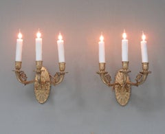 Pair of Early 19th Century English Regency Bronze Doré Sconces