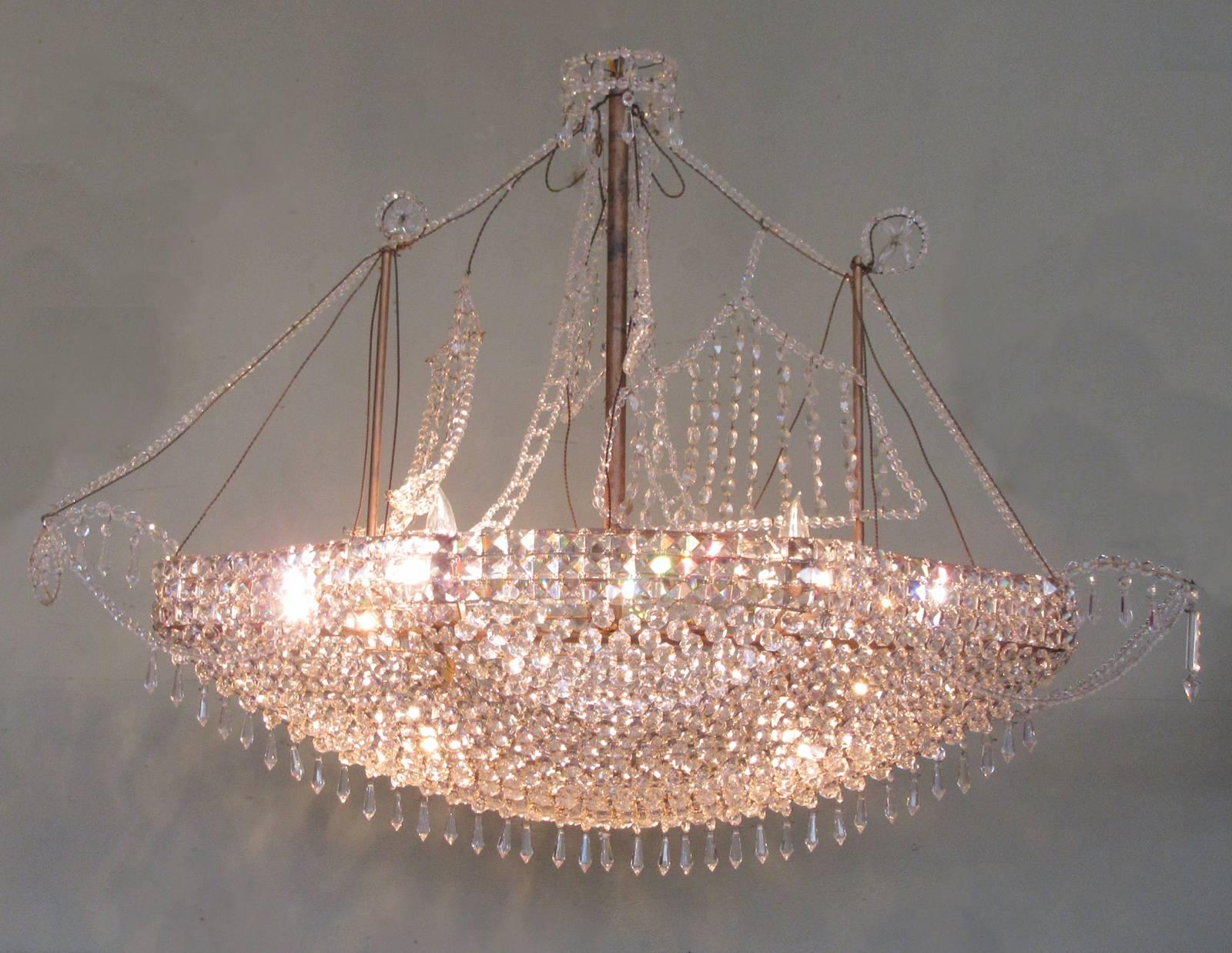 Monumental Mid 20th C French Modern Ship Chandelier 1