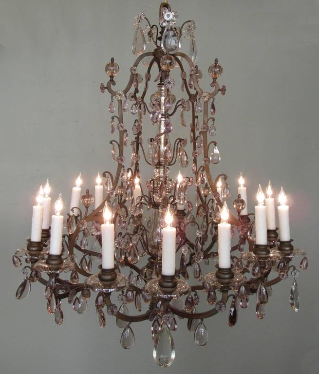 Early 20th Century Italian Patinated Bronze, Crystal and Amethyst