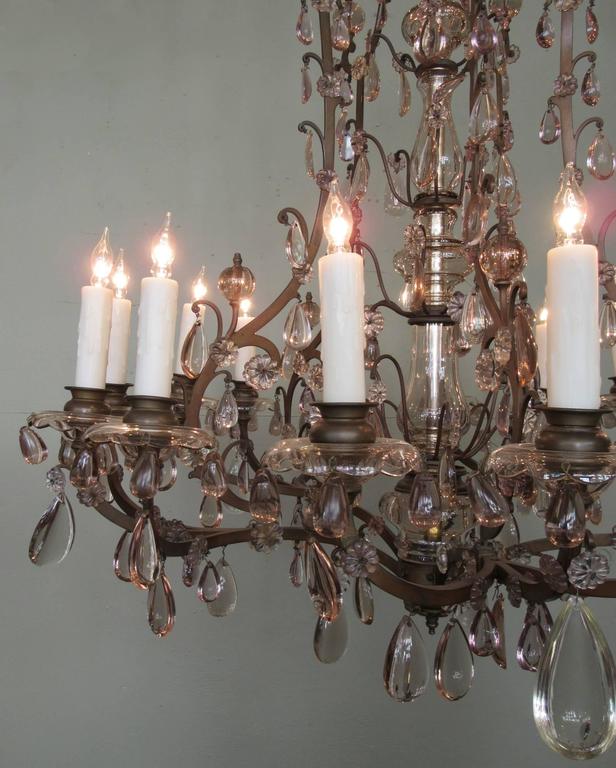 Early 20th Century Italian Patinated Bronze, Crystal and Amethyst