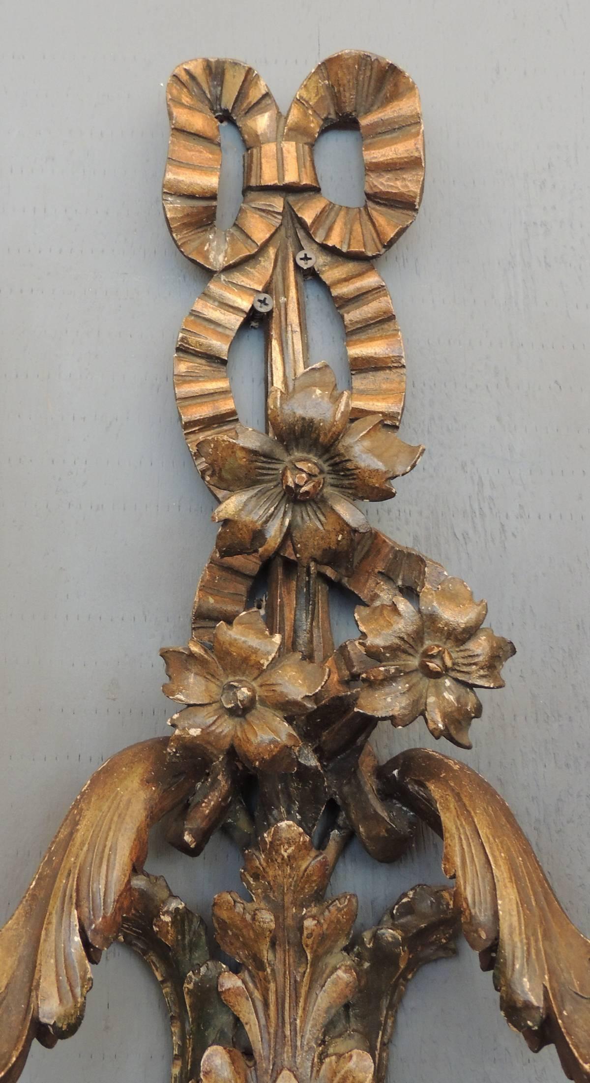 Pair of Early 20th C Italian Carved Wood Sconces  In Good Condition For Sale In Charleston, SC