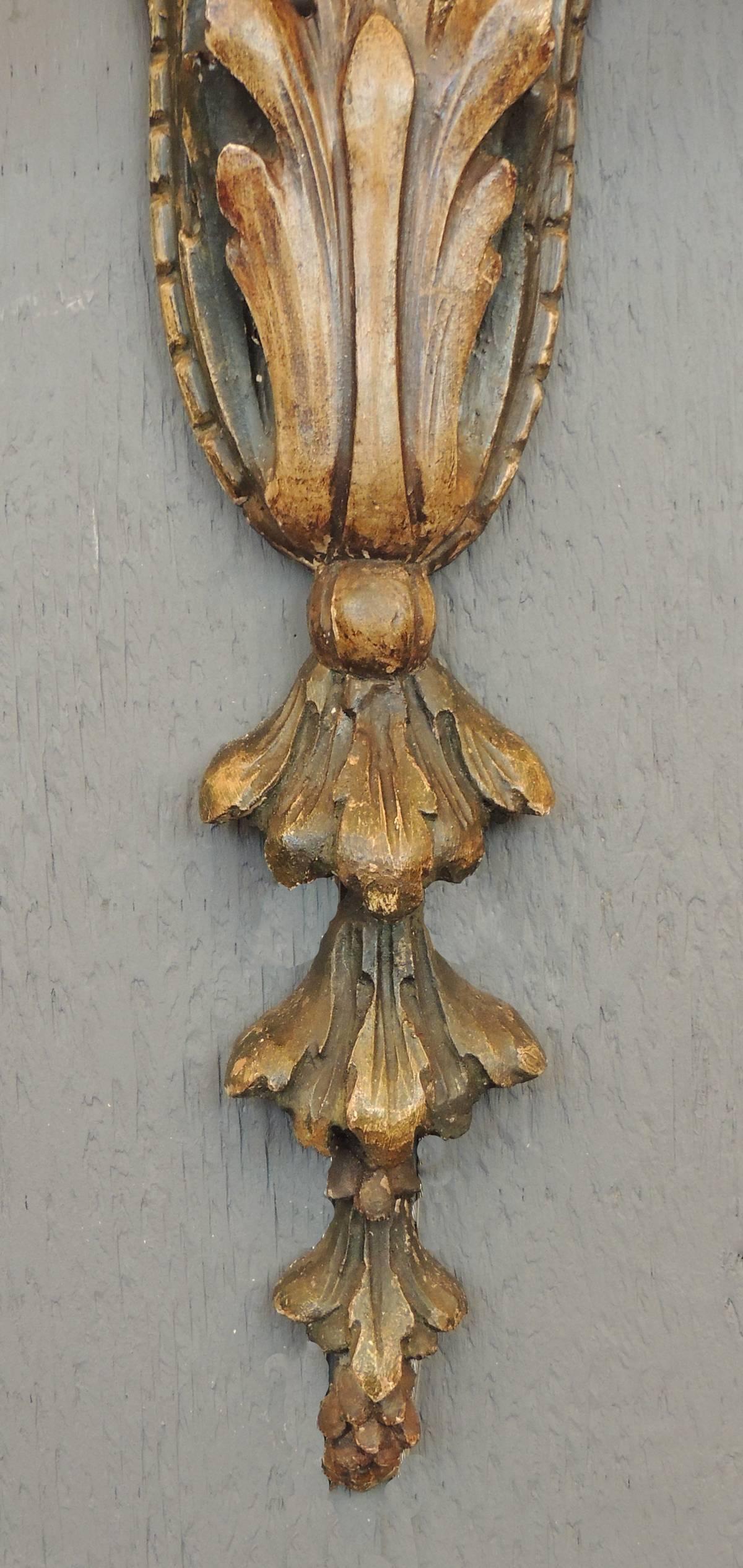 Pair of Early 20th C Italian Carved Wood Sconces  For Sale 3