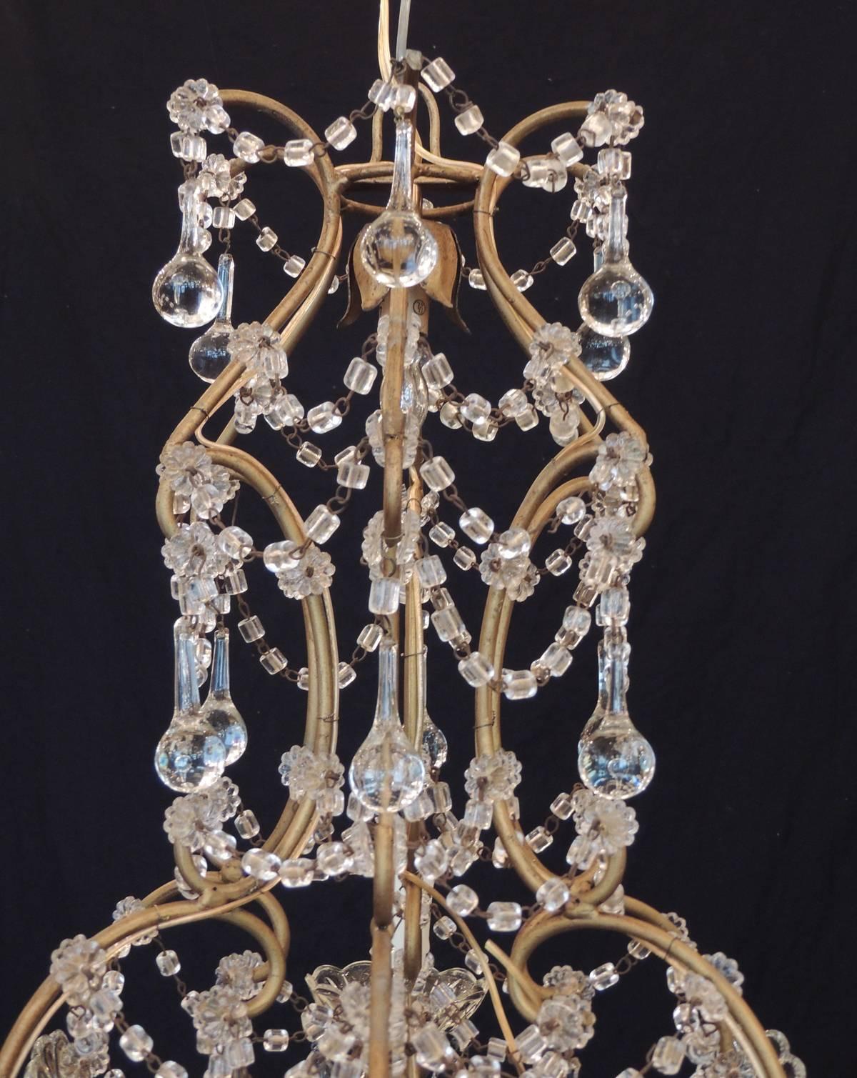 Chinoiserie Early 20th Century Venetian Crystal Chandelier For Sale