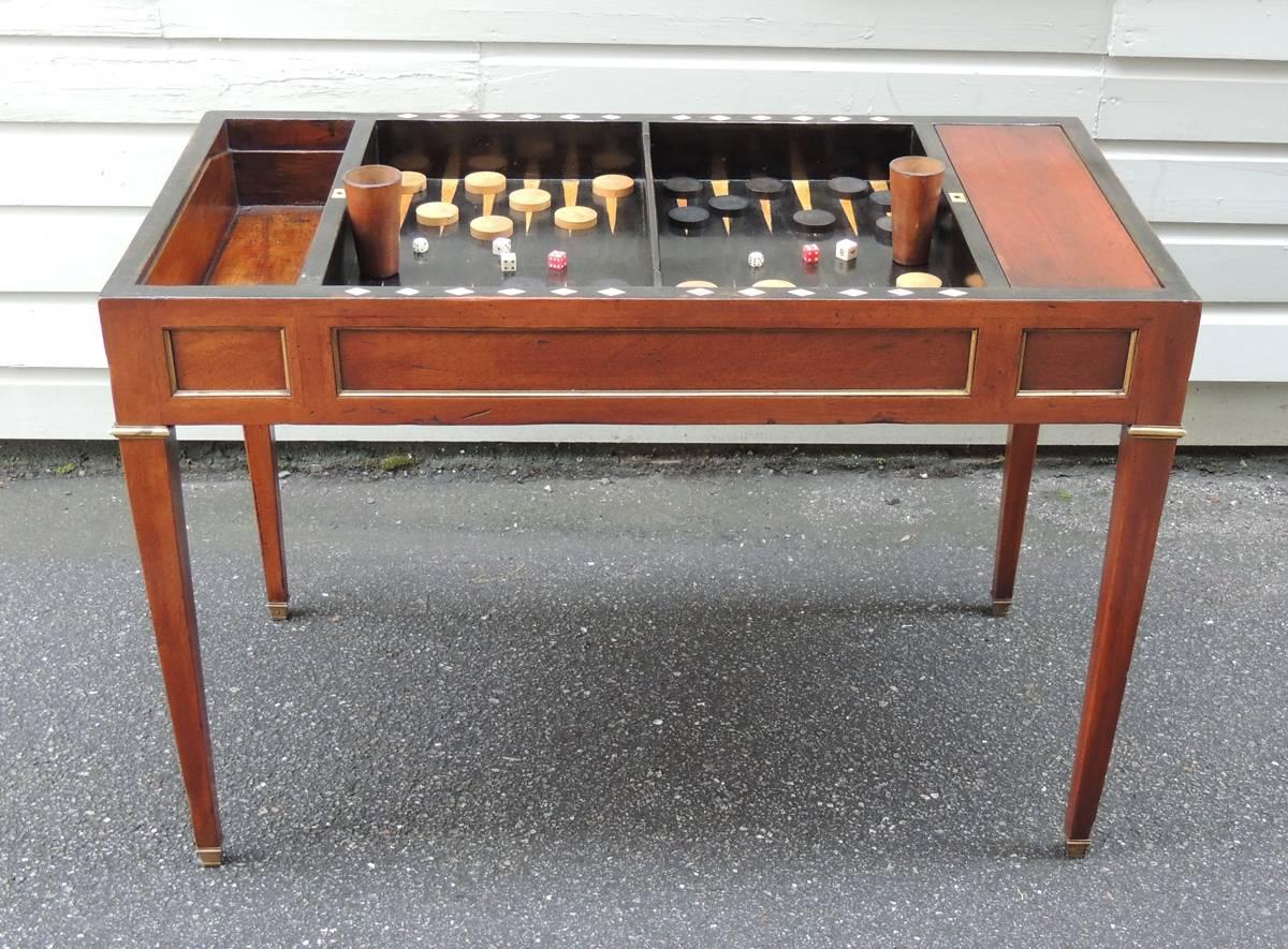 18th Century Late 18th C French Directoire Leather Top Backgammon Game Table