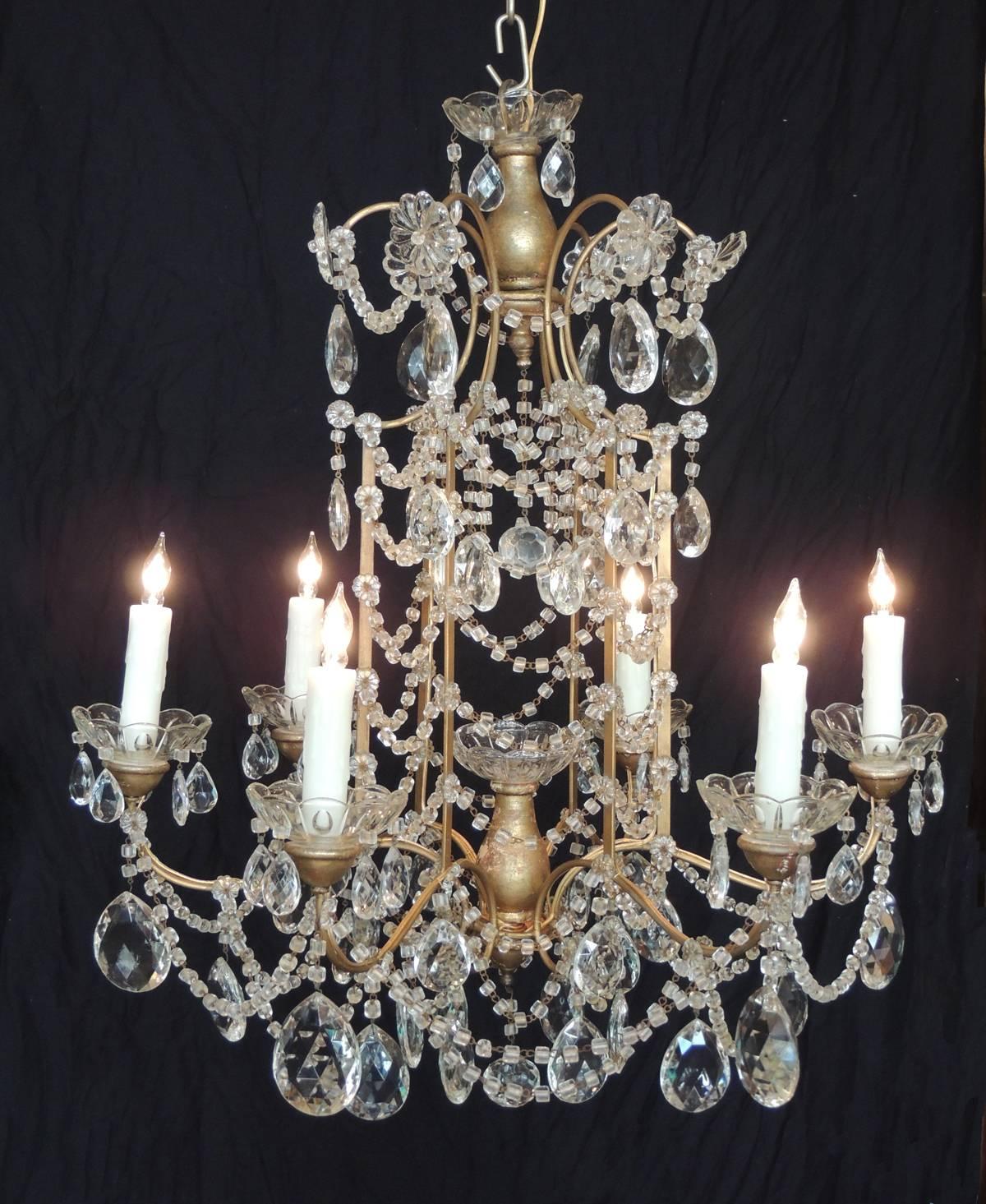 Early 20th C Venetian Crystal Chinoiserie Chandelier 5