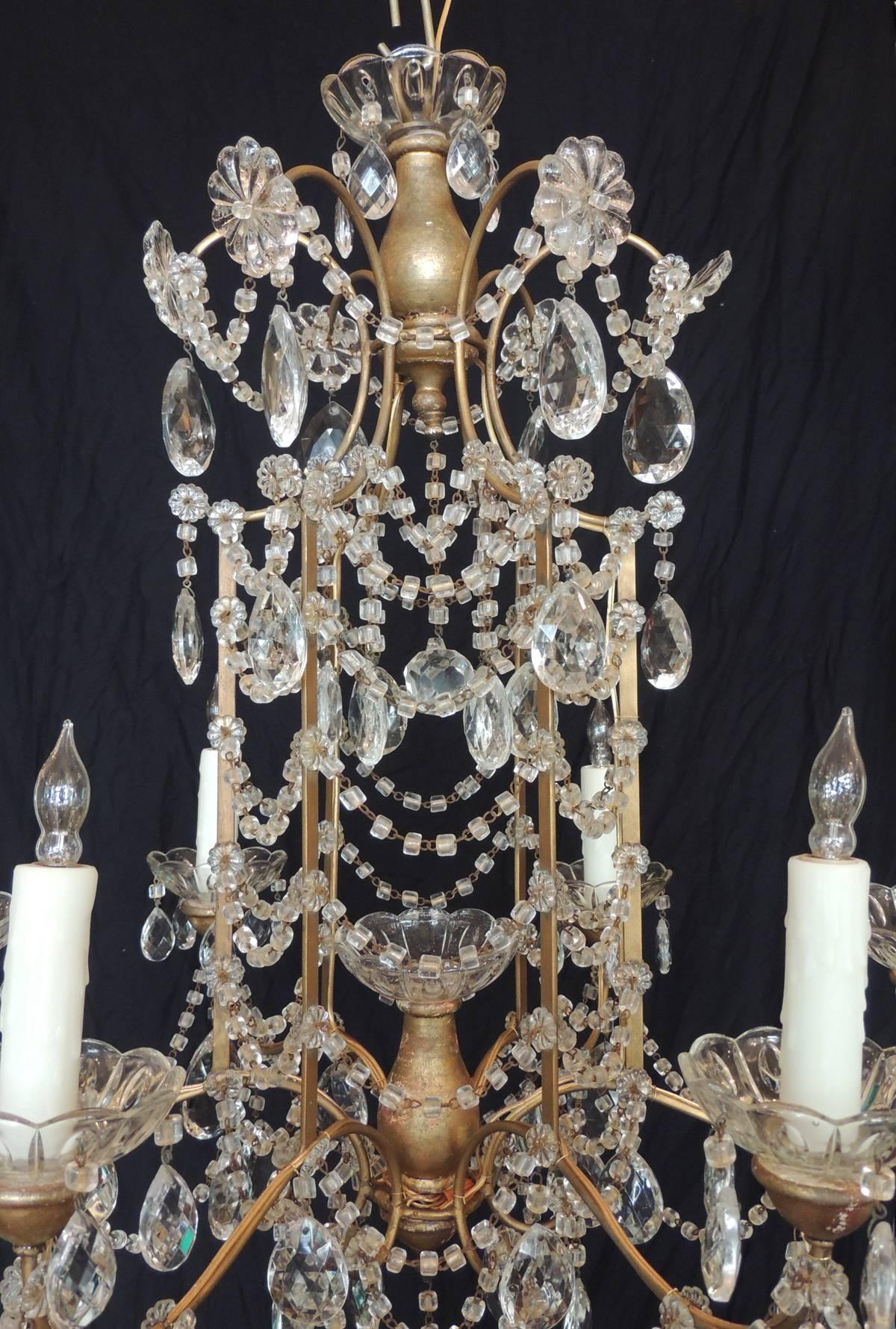 Early 20th C Venetian Crystal Chinoiserie Chandelier 4