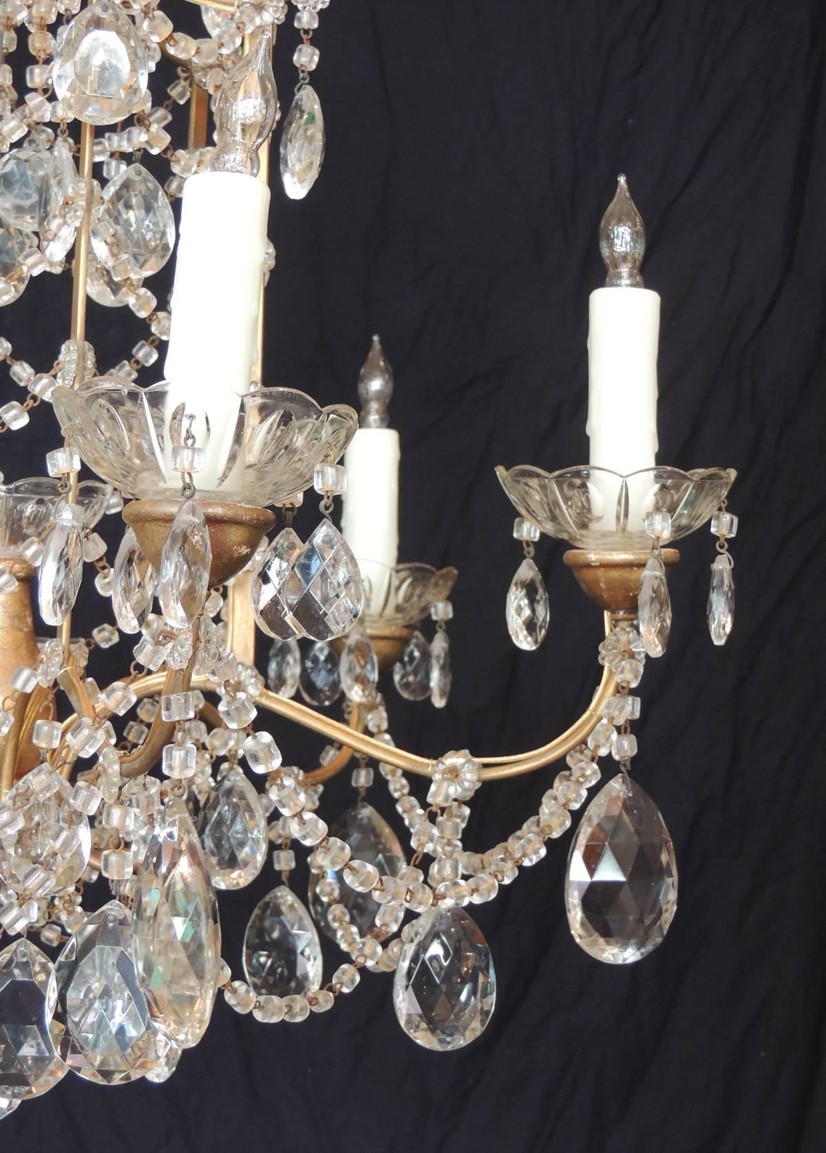 Early 20th C Venetian Crystal Chinoiserie Chandelier 3